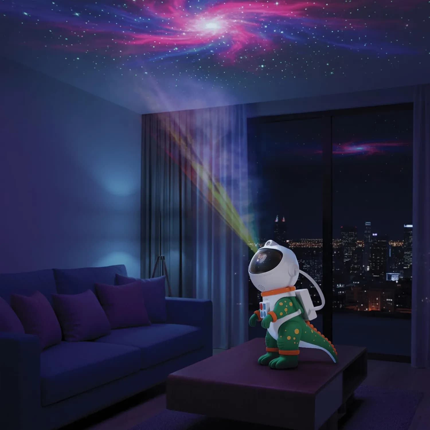 Green Lion Night Light Projector - 360° Galaxy, 8 Colors, Remote, Green 5
