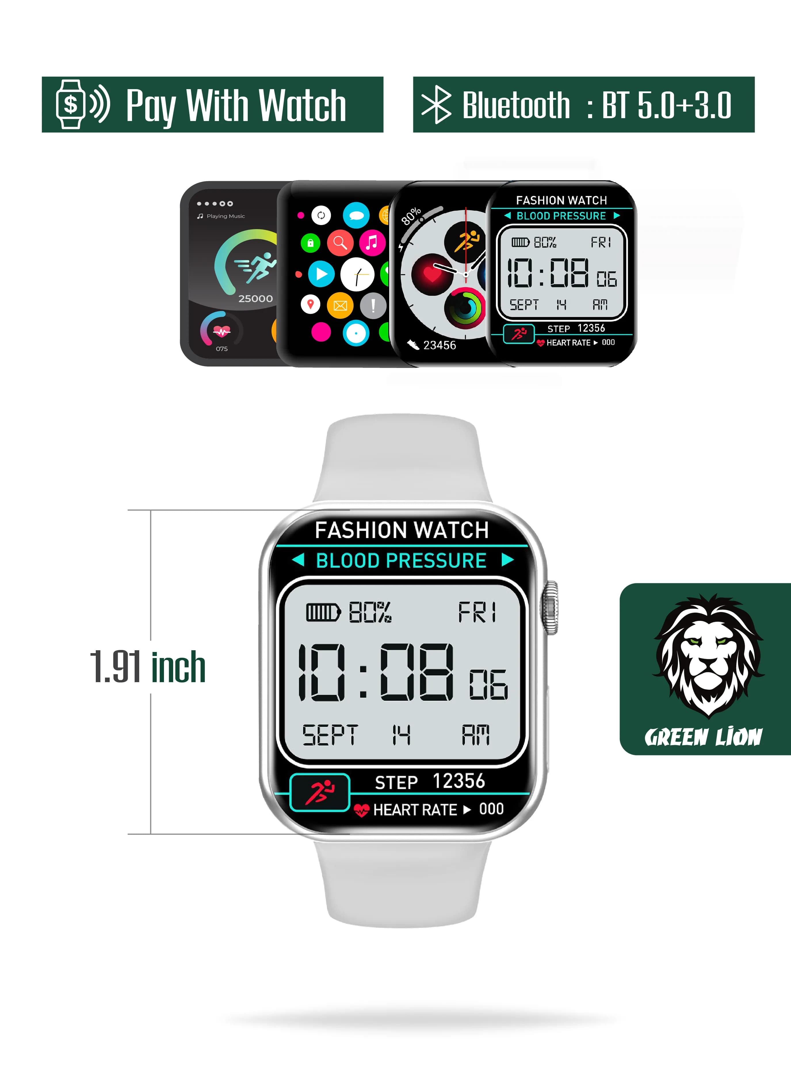 Green Lion Active Pro Smart Watch — Black 5