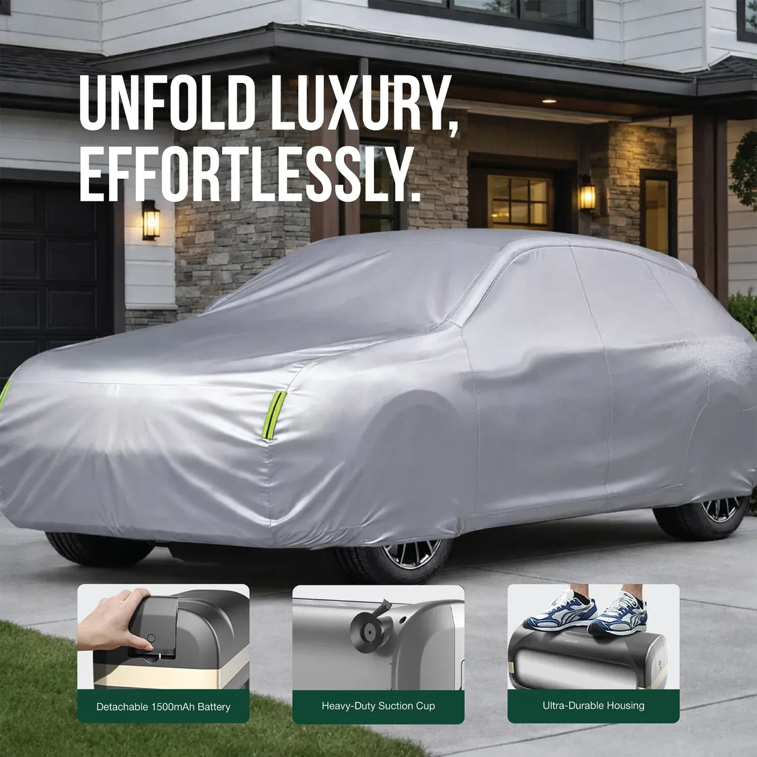 Green Lion Auto Car Cover - Waterproof, Black 2