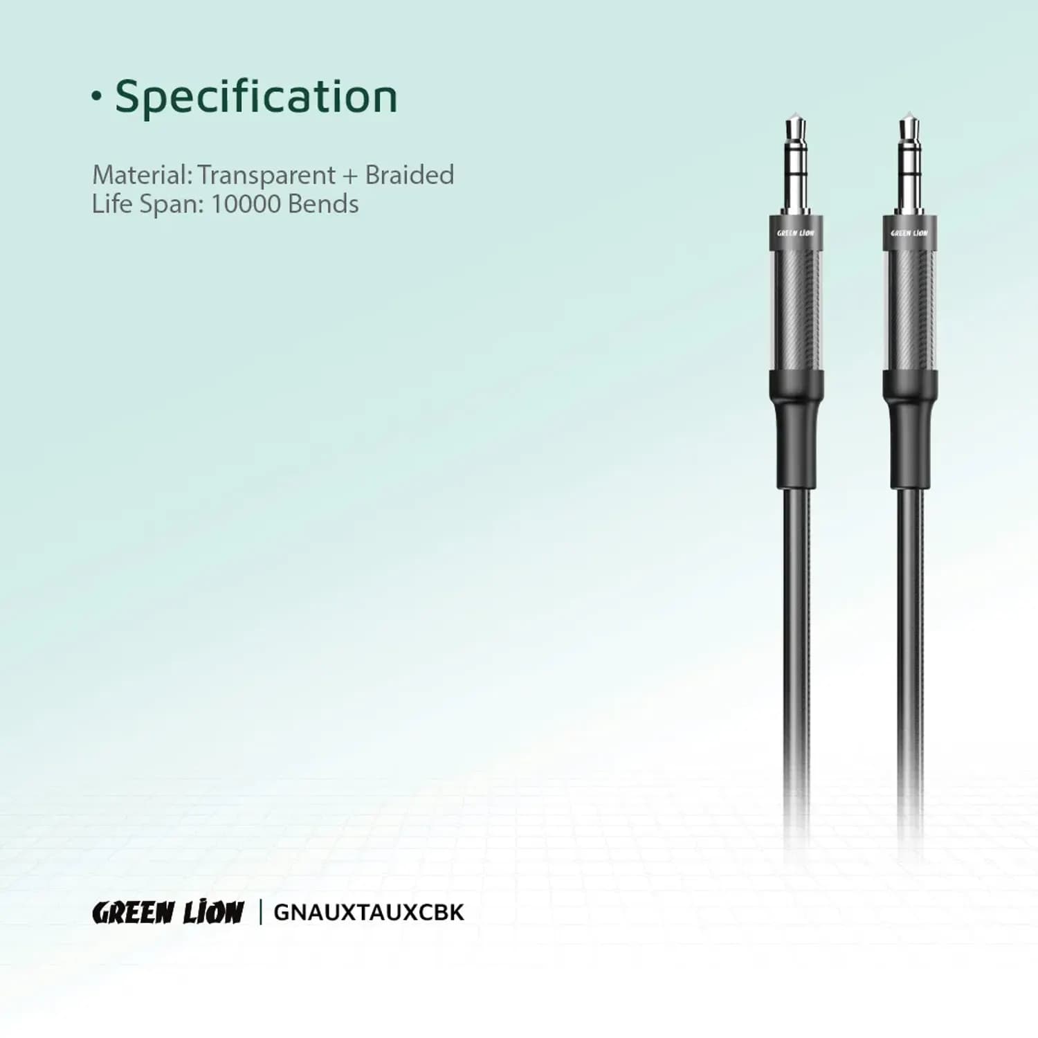 Green Lion AUX Cable - Braided, 1m Black 4