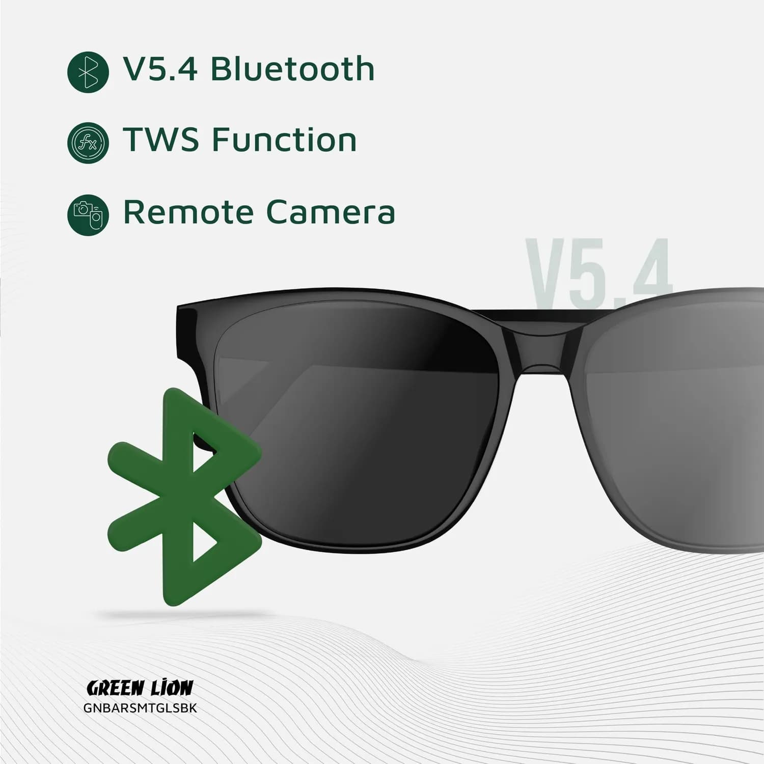 Green Lion Smart Glasses Barcelona - Black Silicone Frame 2