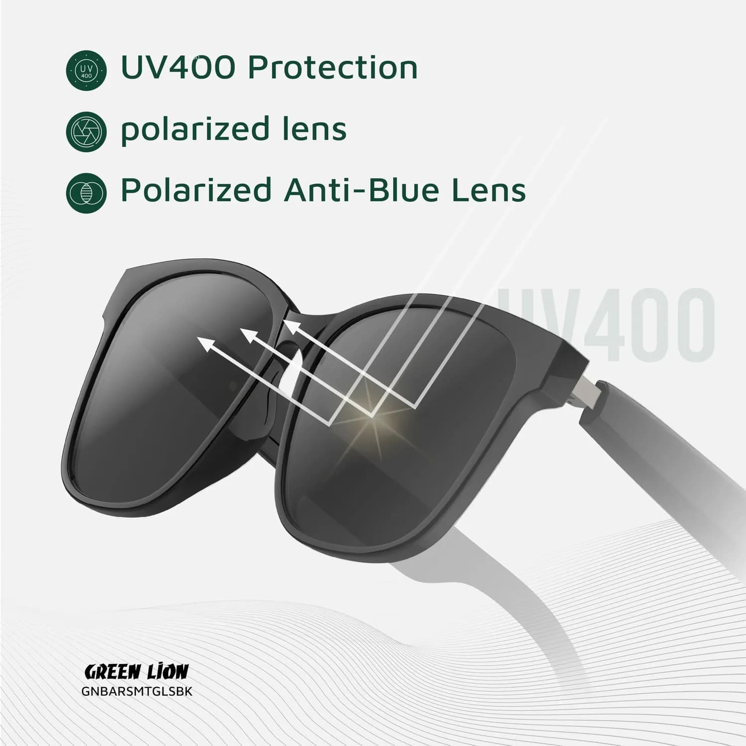 Green Lion Smart Glasses Barcelona - Black Silicone Frame 4