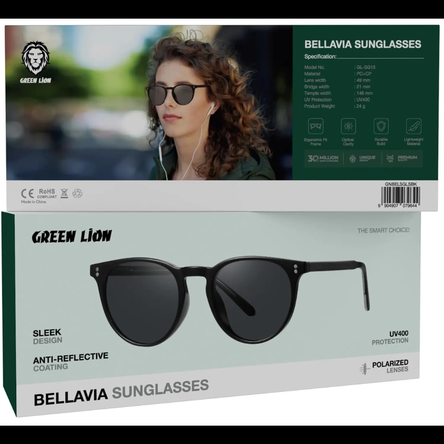 Green Lion Blue Light Blocking Glasses BELLAVIA - Anti-Fatigue, Black 4