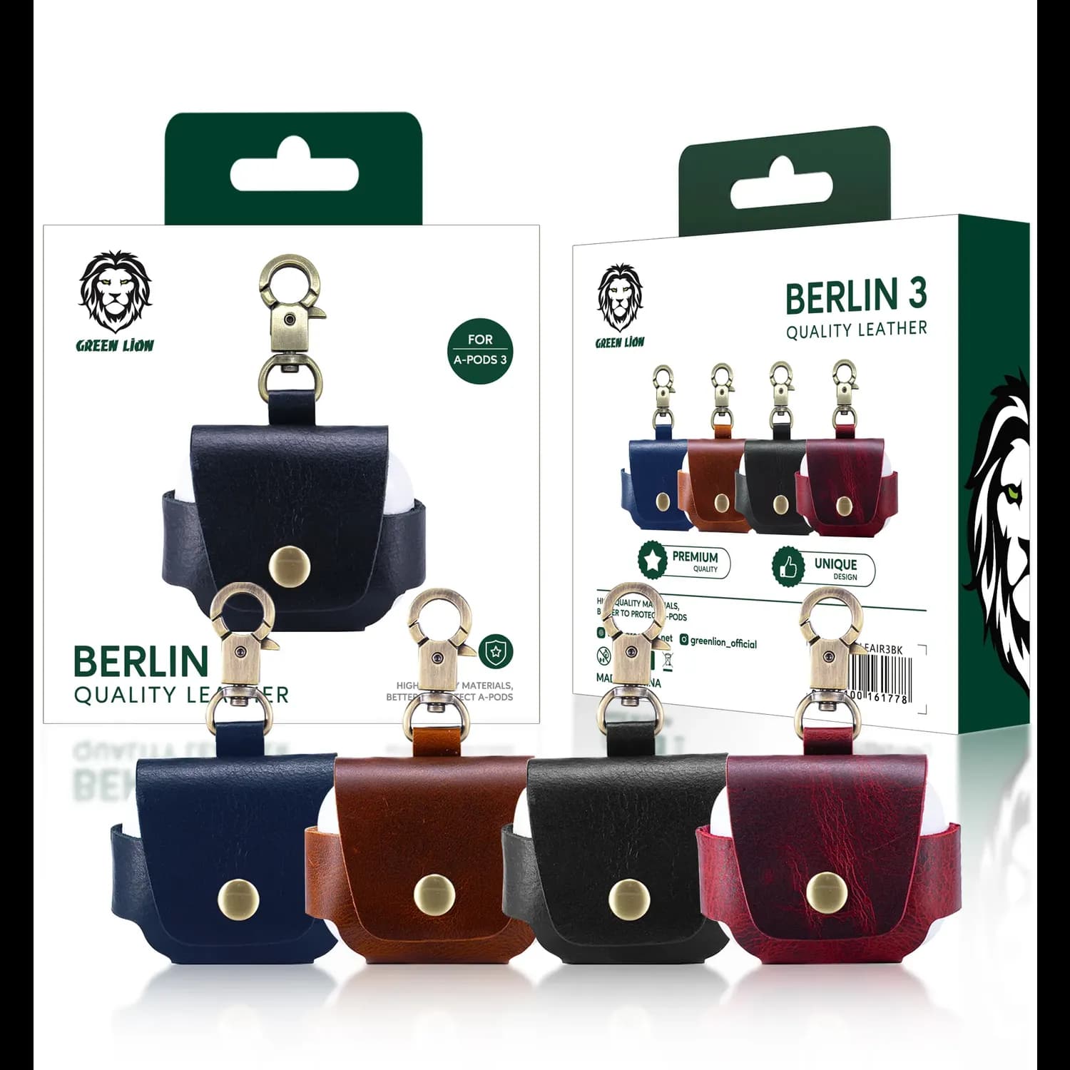 Green Lion Leather AirPods 3 Case - Blue 3