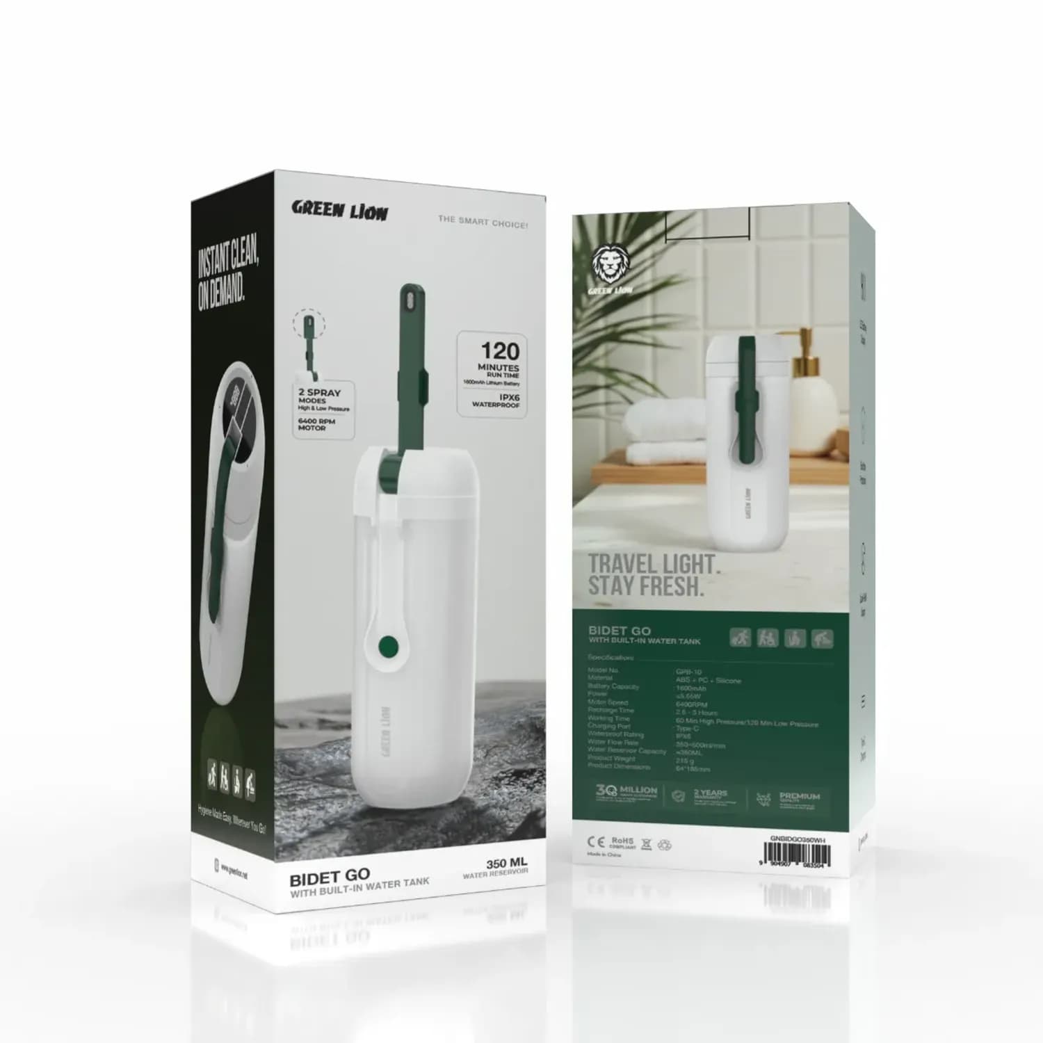 Green Lion Portable Bidet - 350ml Tank, White 4