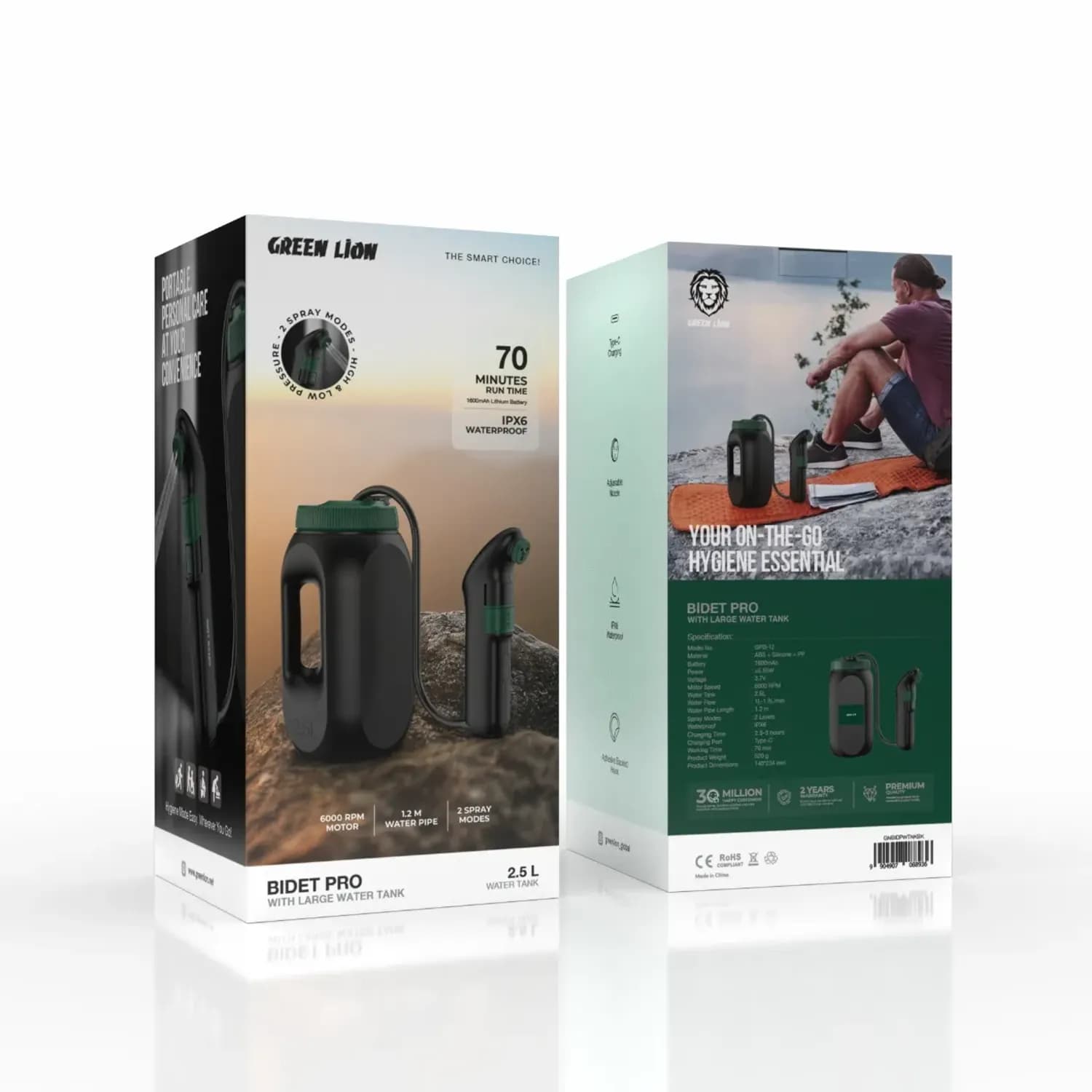 Green Lion Portable Bidet GNBIDPWTNK - Rechargeable 2.3L Tank 5