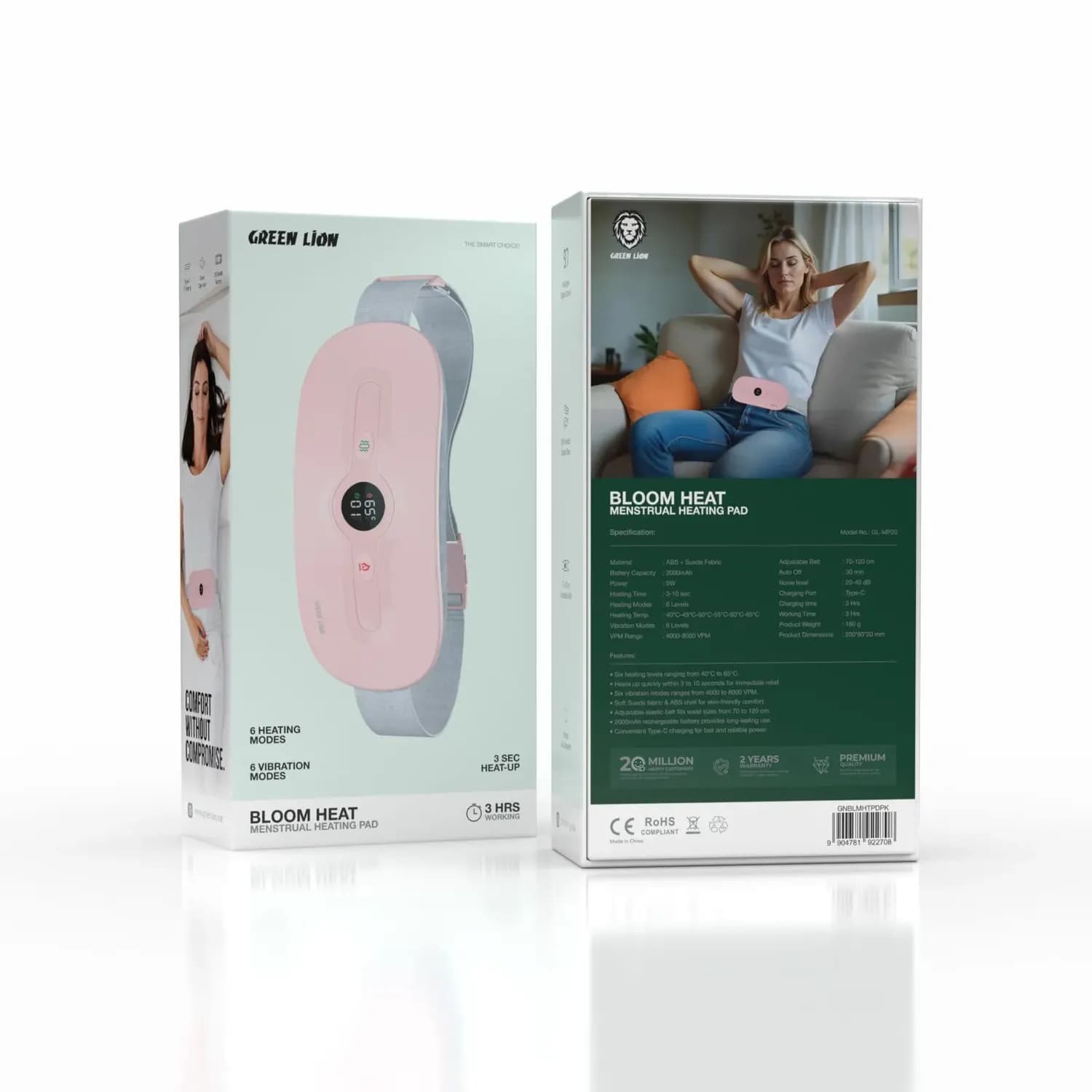 Green Lion Menstrual Heating Pad Bloom Heat - 6 Levels, Pink 2