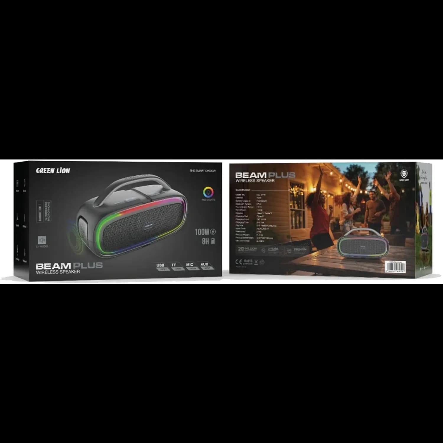 Green Lion Wireless Speaker BeamPlus - 100W, Black 4