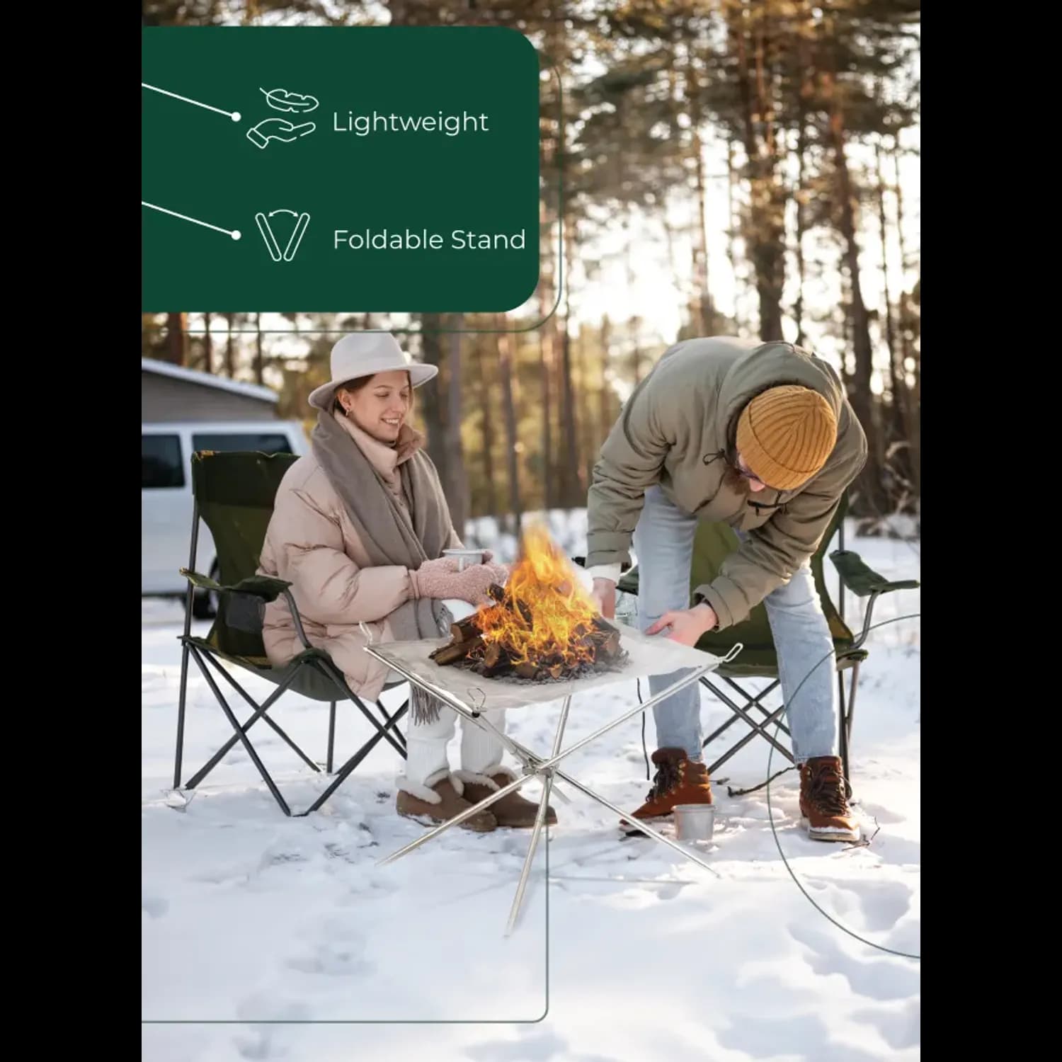 Green Lion Bonfire Stand - Portable, Stainless Steel 2