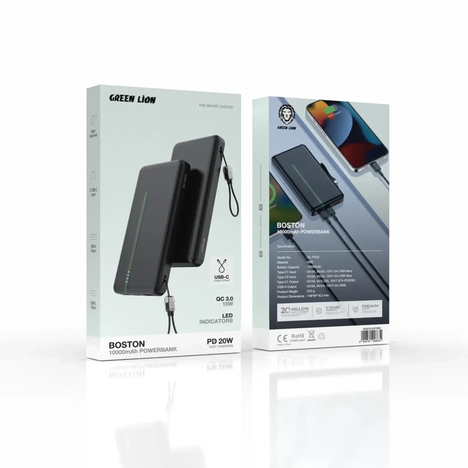 Green Lion Power Bank Boston 10000mAh PD 20W - Black — Black 4