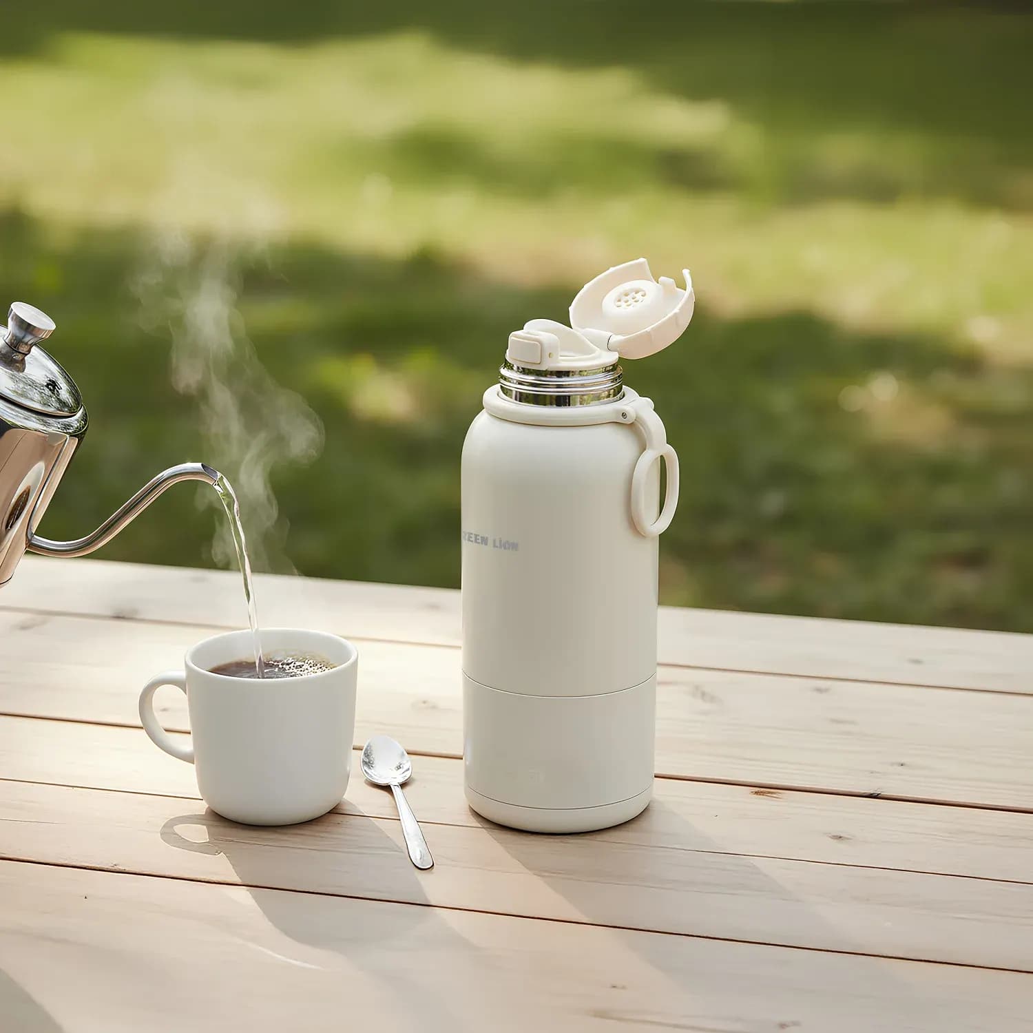 Green Lion Electric Kettle - Portable Milk Warmer, Cream White 2