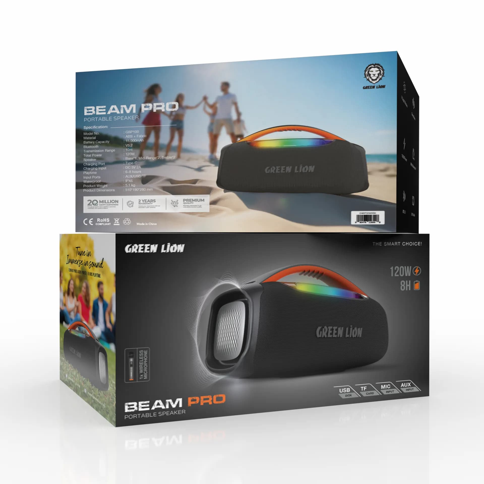 Green Lion Beam Pro Portable Speaker with Microphone 120W 1 Green Lion Beam Pro Portable Speaker with Microphone 120W 1