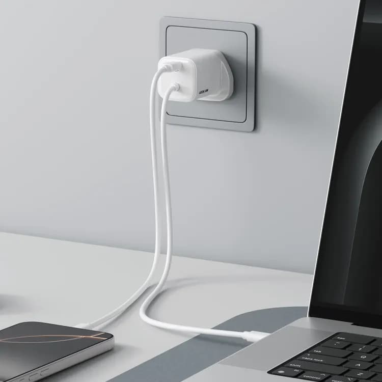 Green Lion GaN Charger - 65W PD USB-C & USB-A, White 2