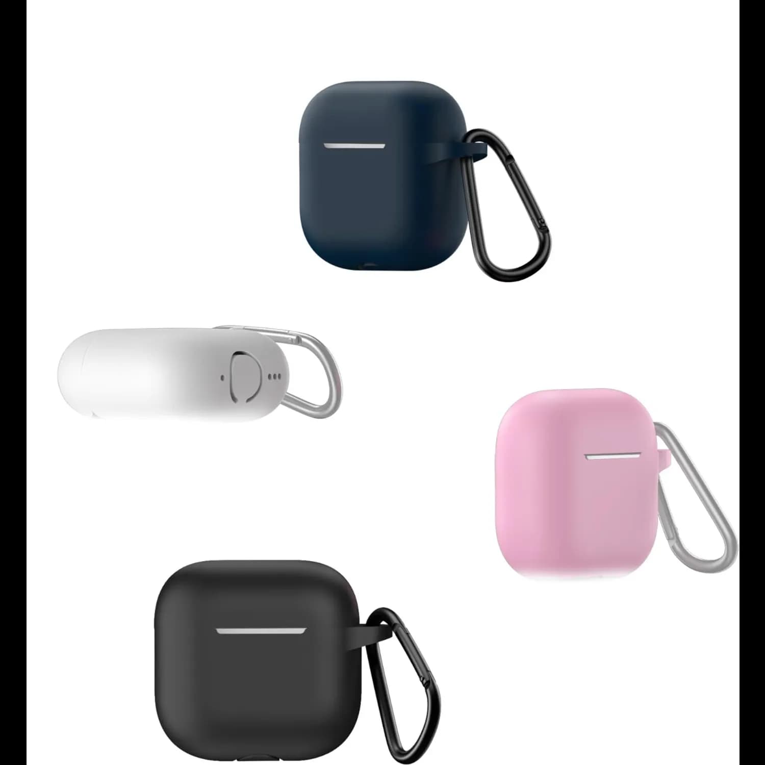 Green Lion Silicone Case for AirPods 4 - Metal Carabiner, Black — White 5