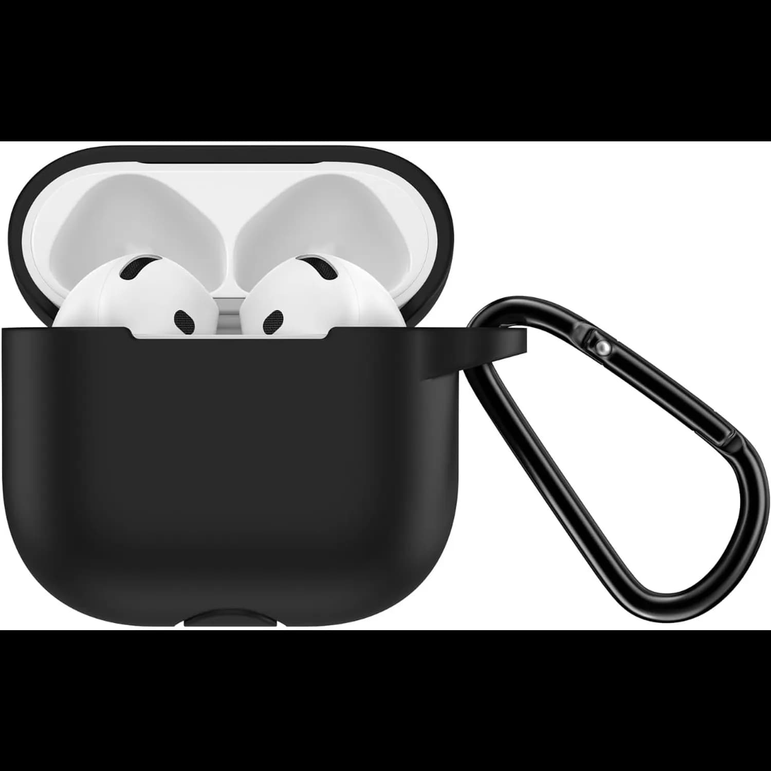 Green Lion Silicone Case for AirPods 4 - Metal Carabiner, Black — White 2
