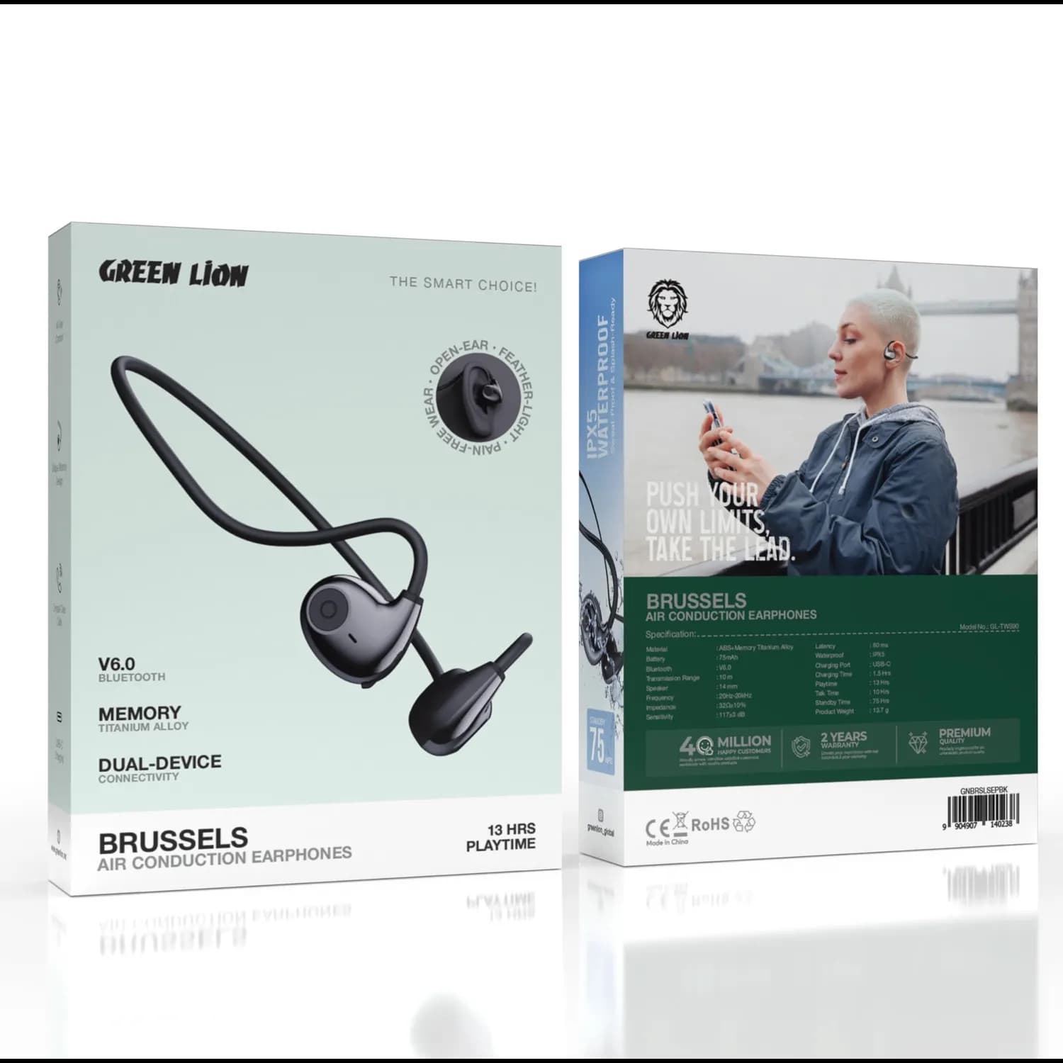 Green Lion Earphones Brussels Air Conduction - Bluetooth V6.0, Black 5