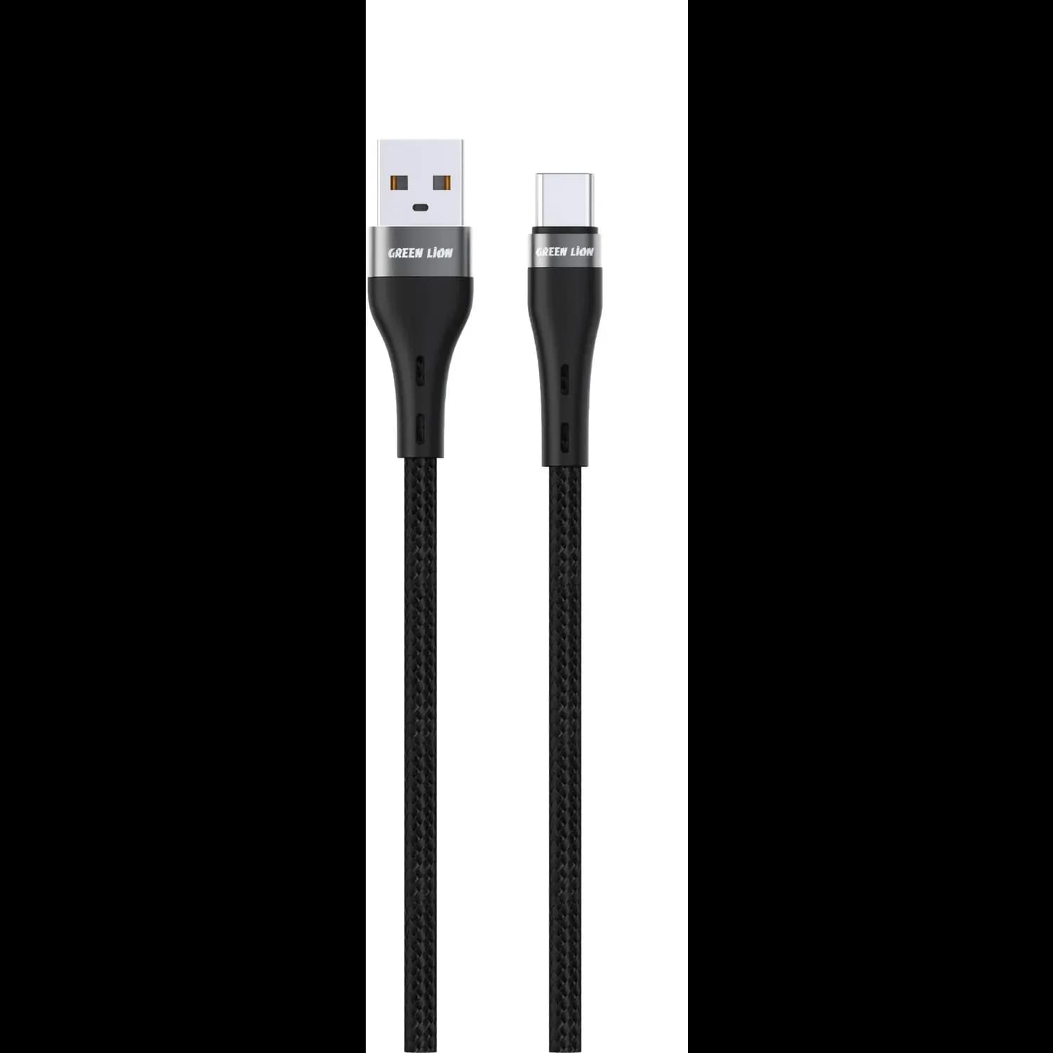 Green Lion USB-A to USB-C Braided Cable - 1M 15W, Black 1