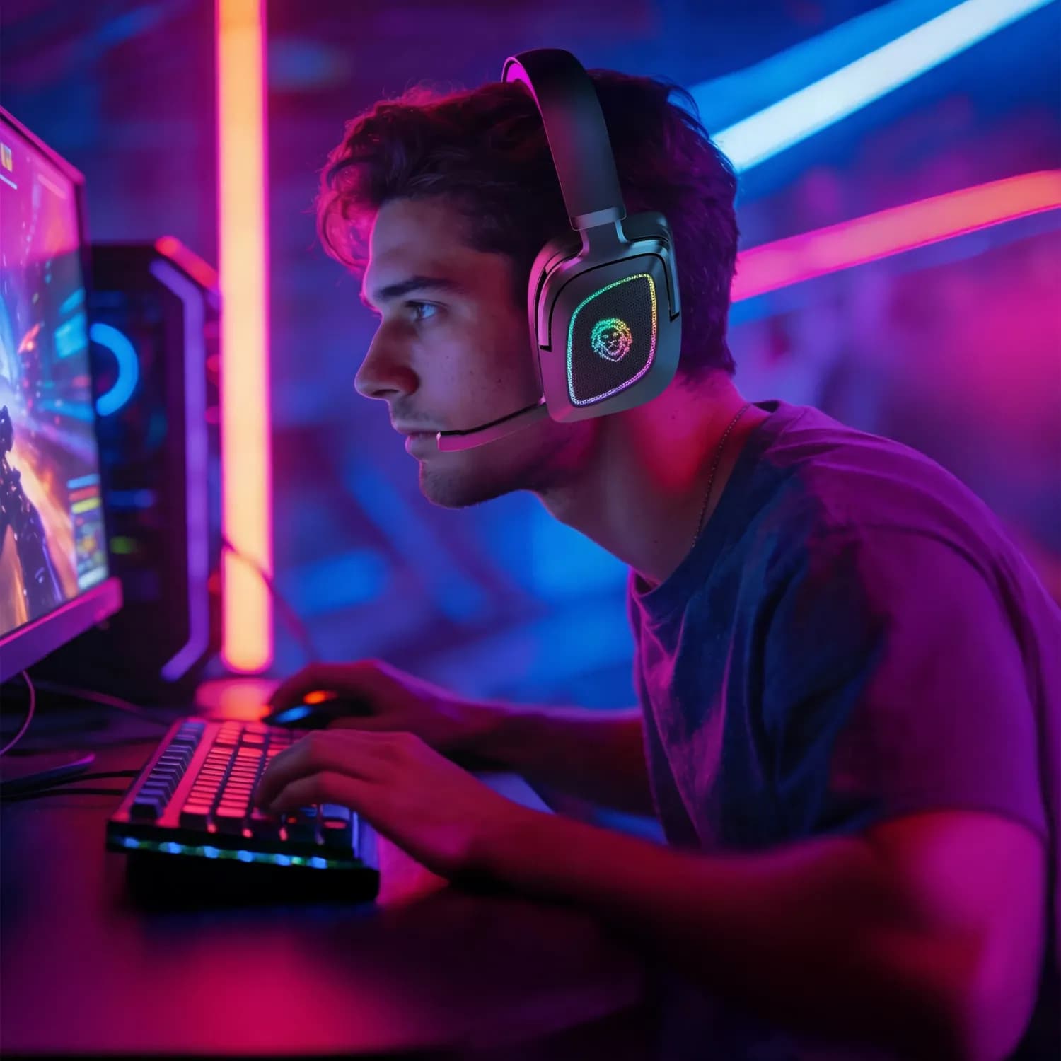 Green Lion Wireless Gaming Headphones BATTLE - Black 2