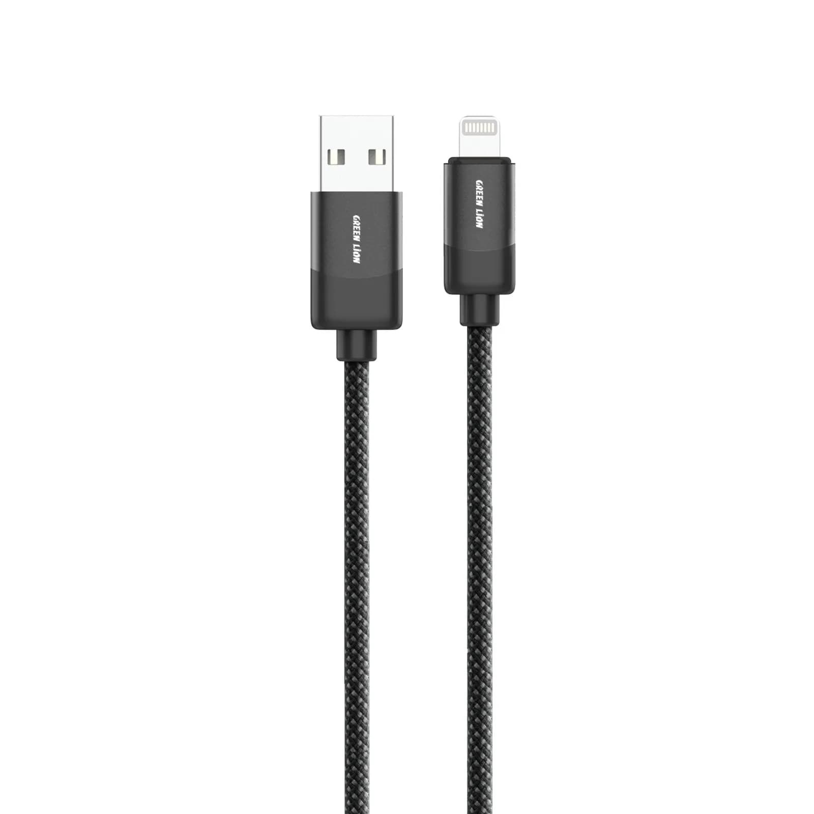 Green Lion USB-A to Lightning Braided Cable 1m 12W - Black 2