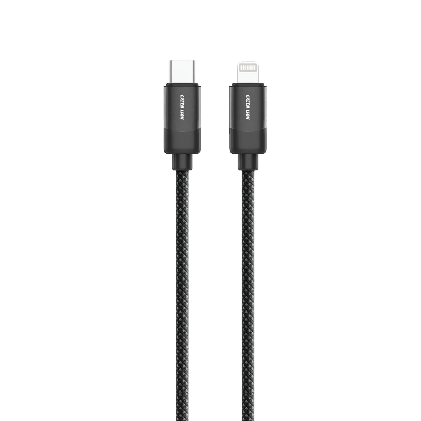 Green Lion USB-C to Lightning Braided Cable 1m 27W - Black 2