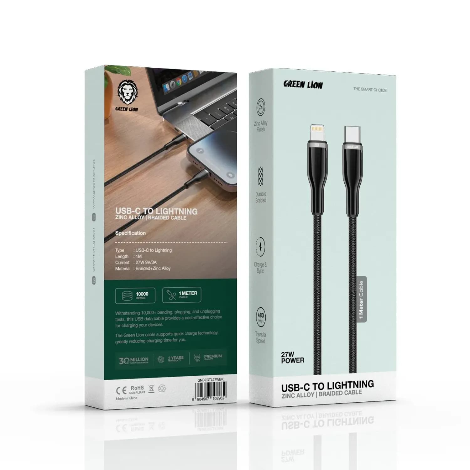 Green Lion USB-C Cable - 60W Fast Charging, 1m, Black 3