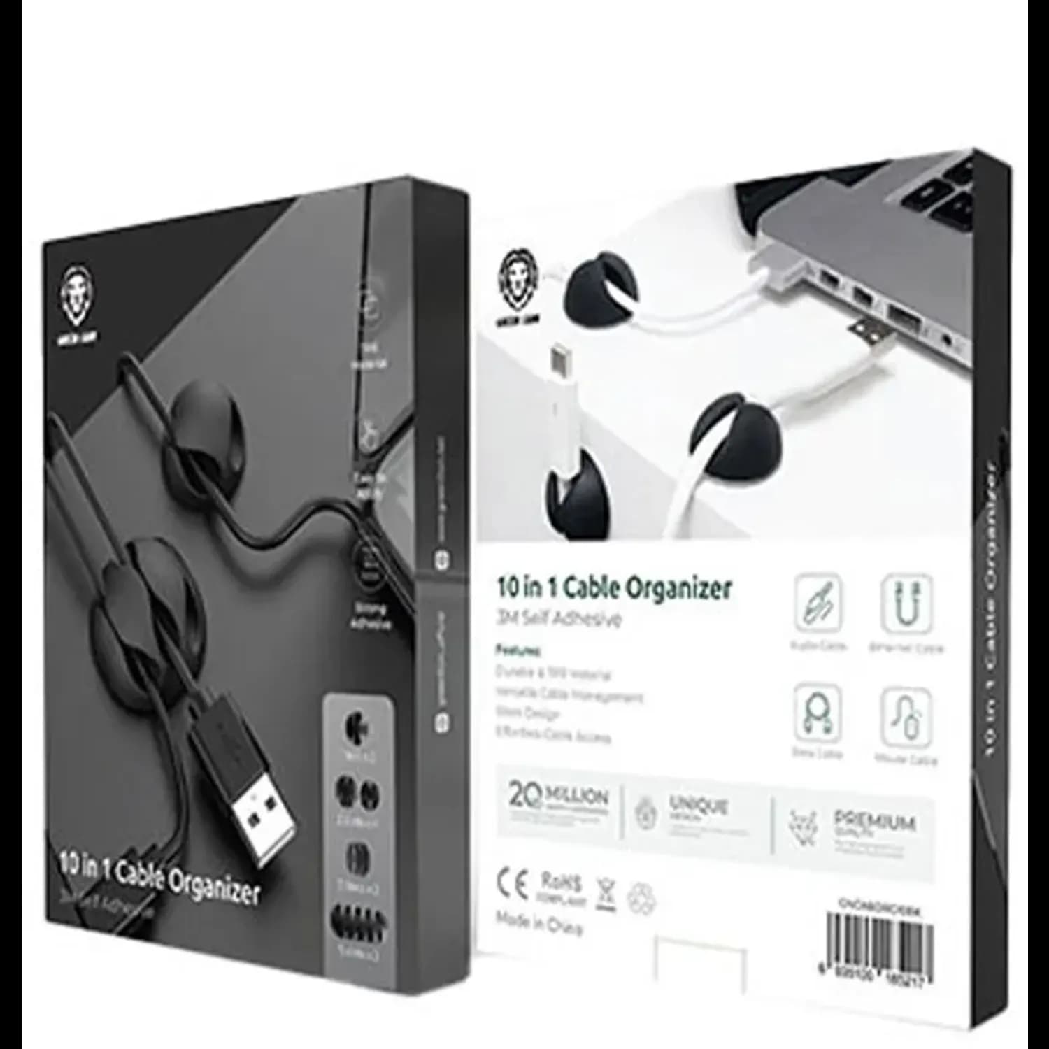Green Lion Cable Organizer - 10 in 1, Self Adhesive, Black 5