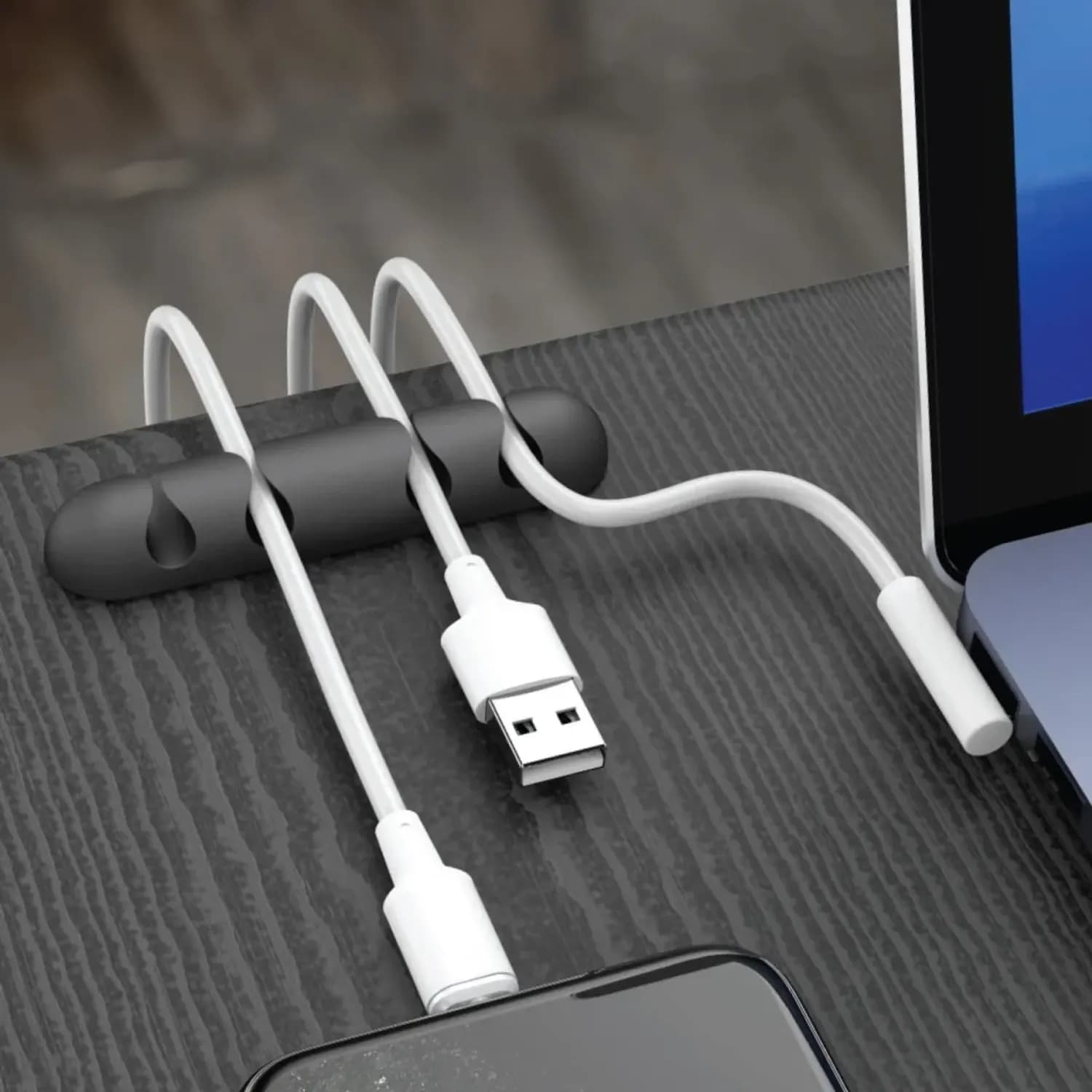 Green Lion Cable Organizer GNCABORG8 - 8 in 1, Self-Adhesive, Black 3