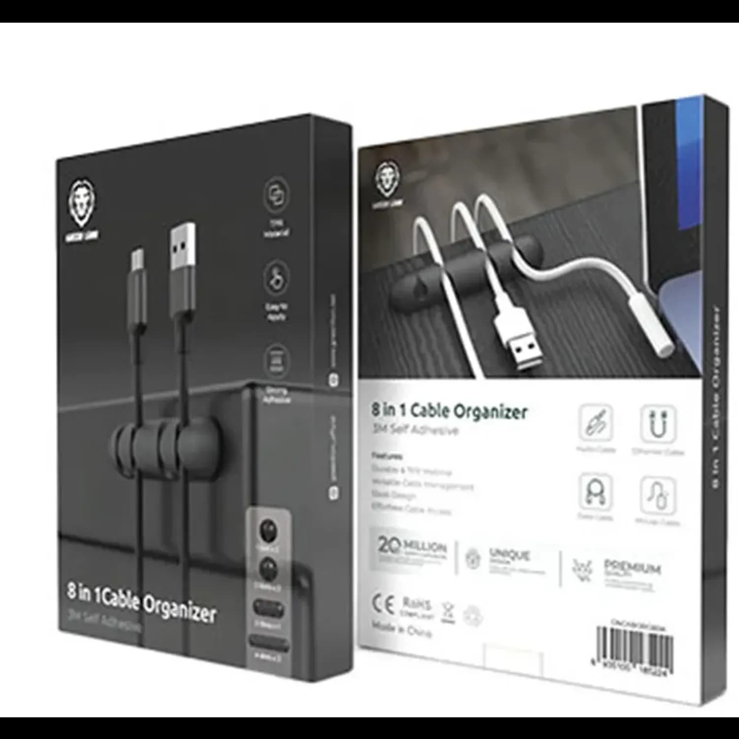 Green Lion Cable Organizer GNCABORG8 - 8 in 1, Self-Adhesive, Black 5
