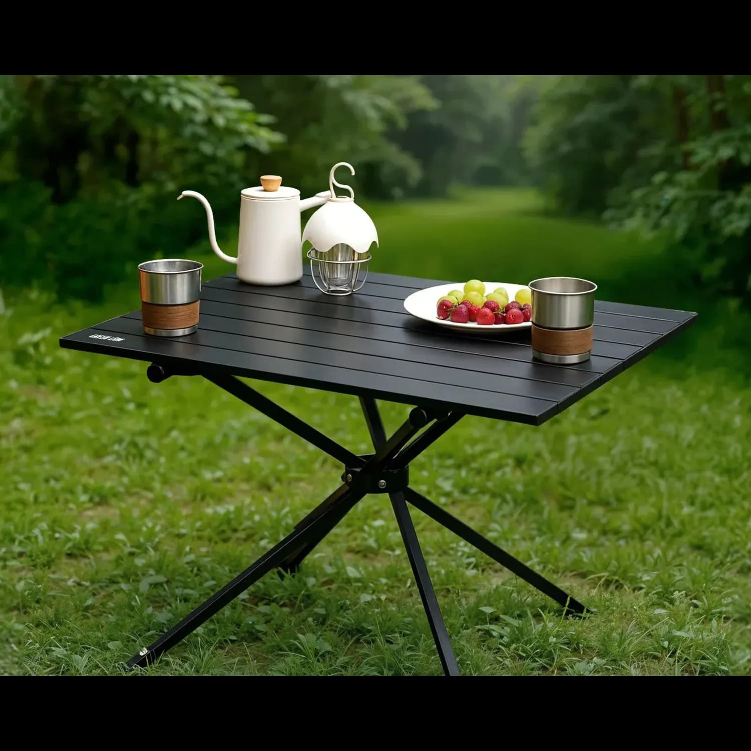 Green Lion Camping Table CAMP T2 - Foldable, Black 3