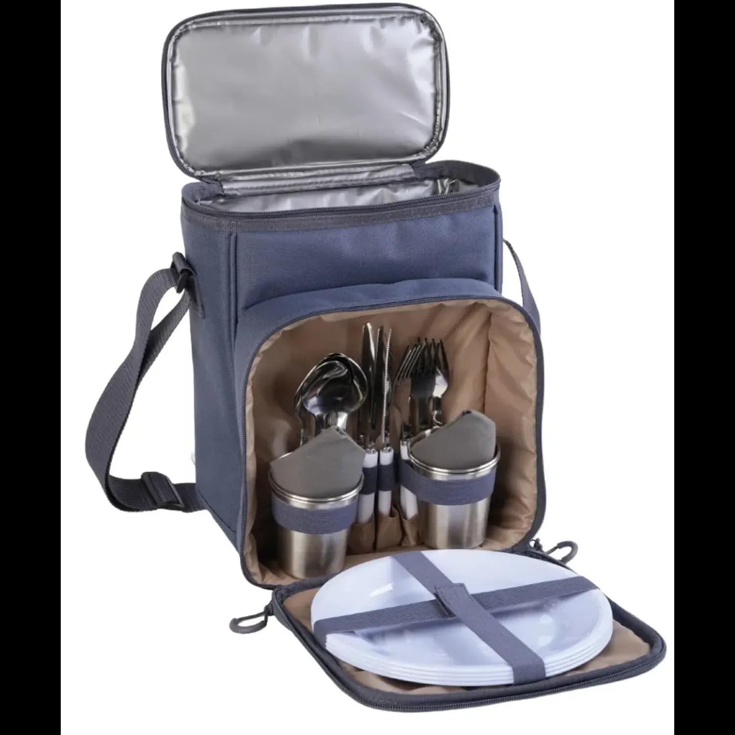 Green Lion Picnic Backpack - Cooler Bag with Plates & Cutlery, Blue 2