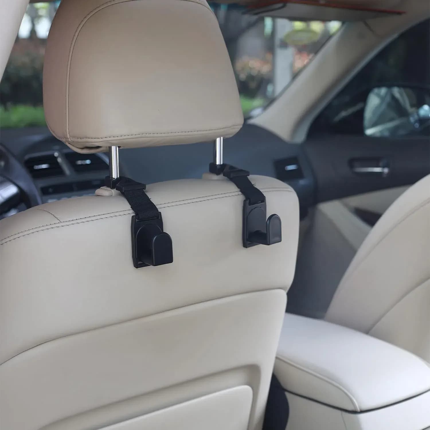 Green Lion Car Headrest Hook Organizer - 5KG Load, Black, 2 Pack 2