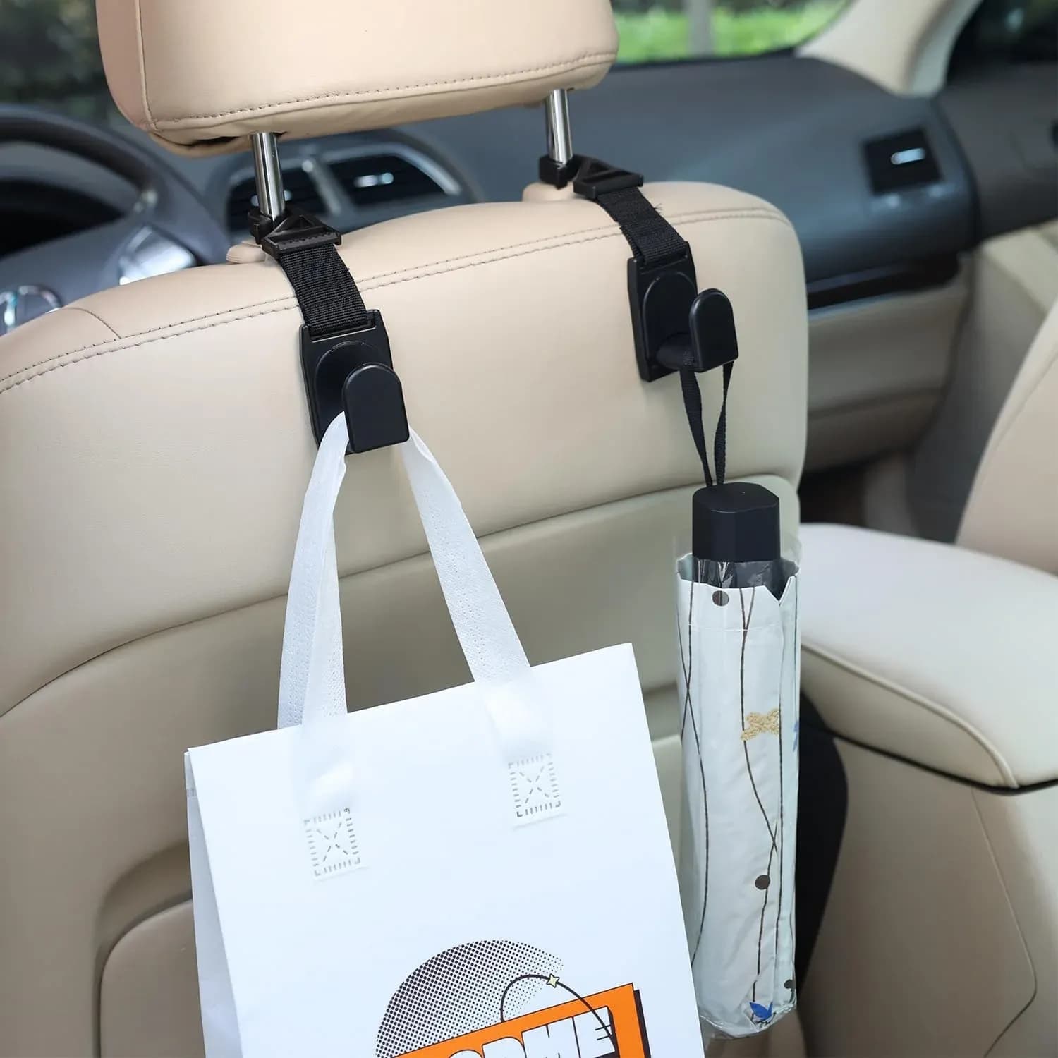 Green Lion Car Headrest Hook Organizer - 5KG Load, Black, 2 Pack 3