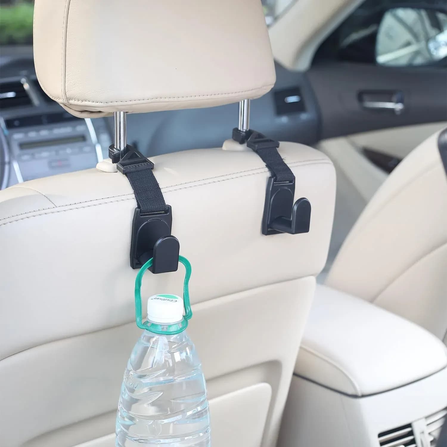 Green Lion Car Headrest Hook Organizer - 5KG Load, Black, 2 Pack 5