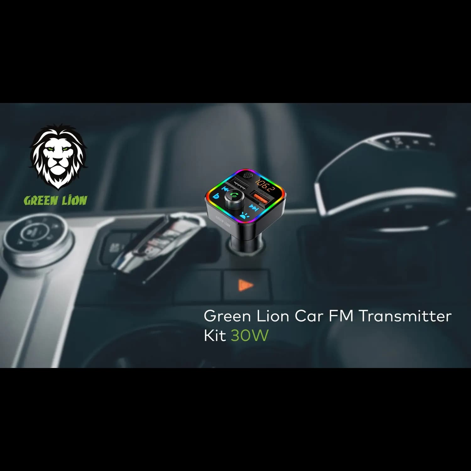 Green Lion Car FM Transmitter Kit - Bluetooth 5.3, Dual USB, Black 3