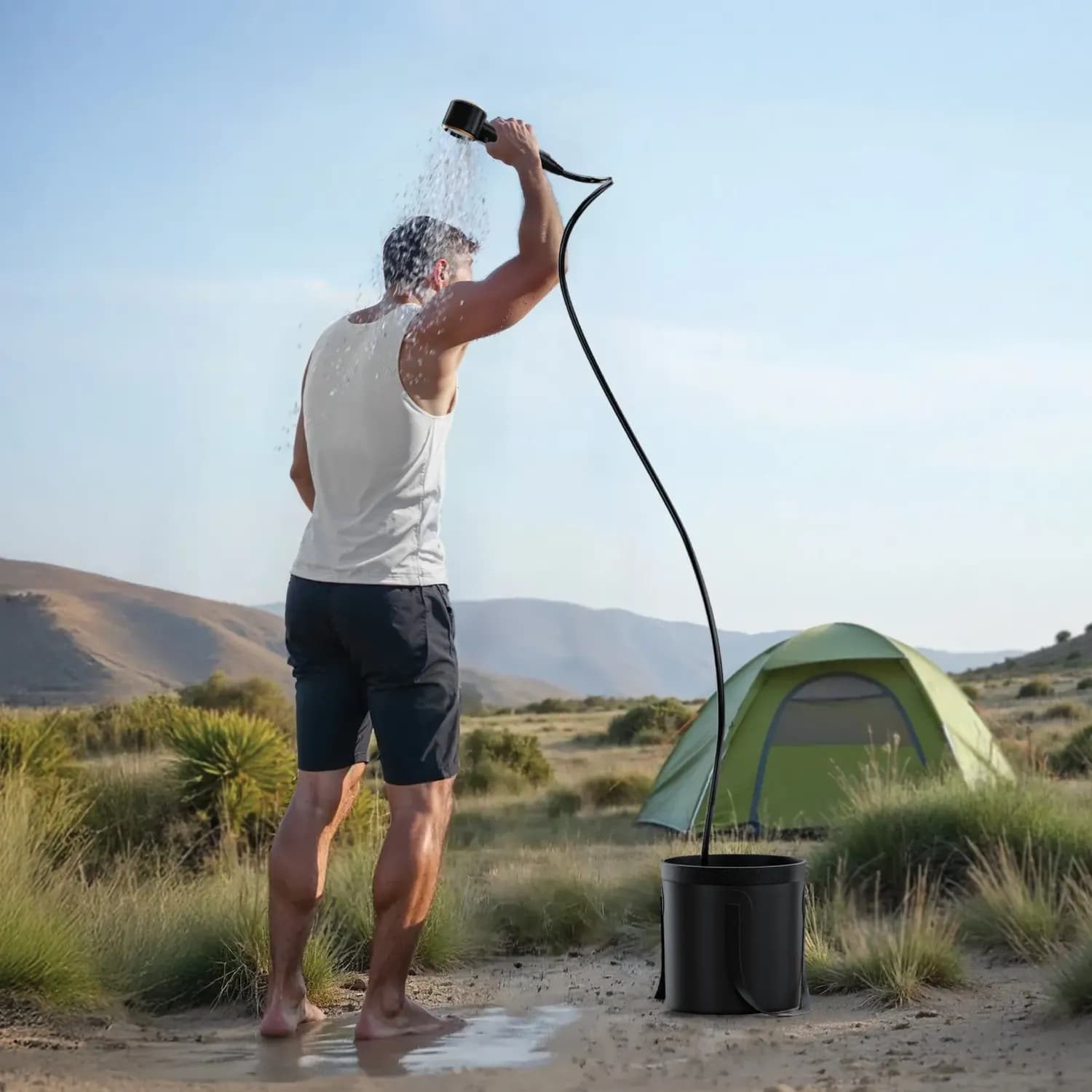 Green Lion Portable Camping Shower - 20L Collapsible Bucket, LED Display 3
