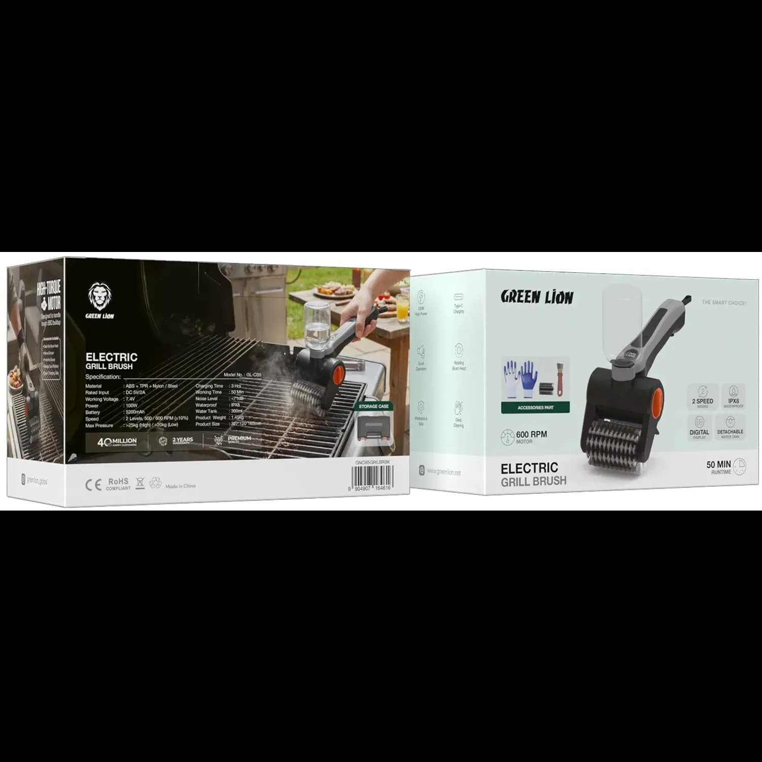 Green Lion Electric Grill Brush - Black 3