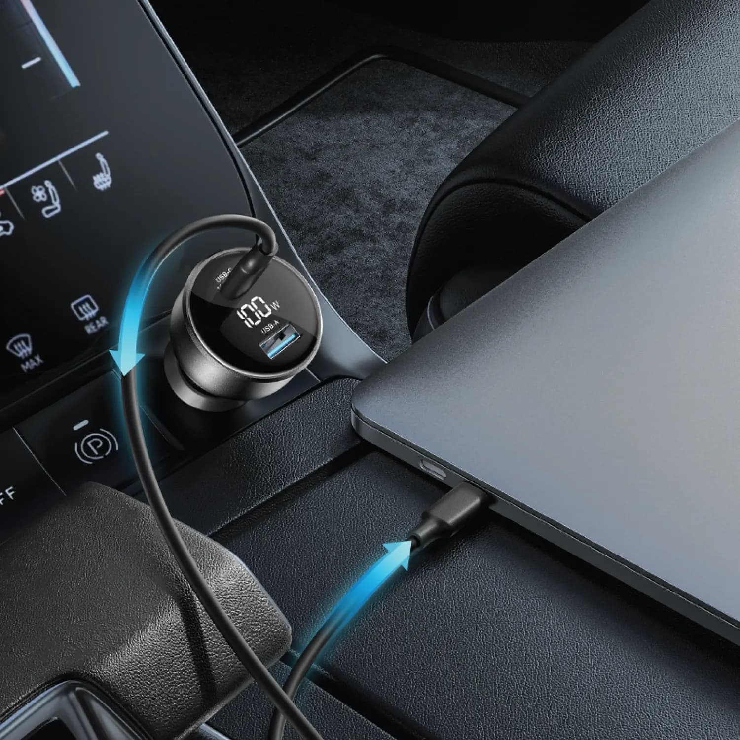 Green Lion Car Charger DRIVE VOLT - Dual Port 100W, Black 2