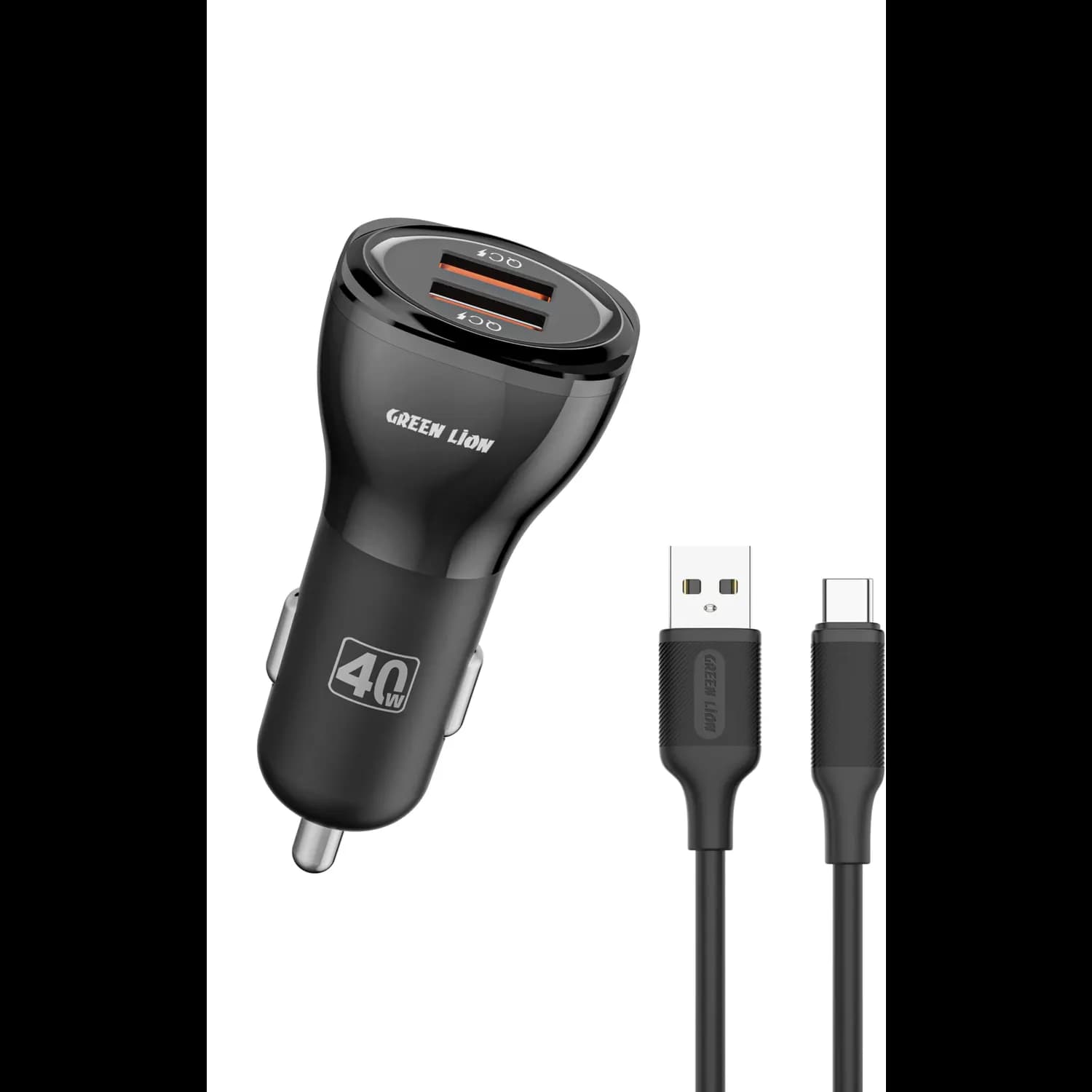 Green Lion Car Charger - Dual QC3.0, 40W, Black 1