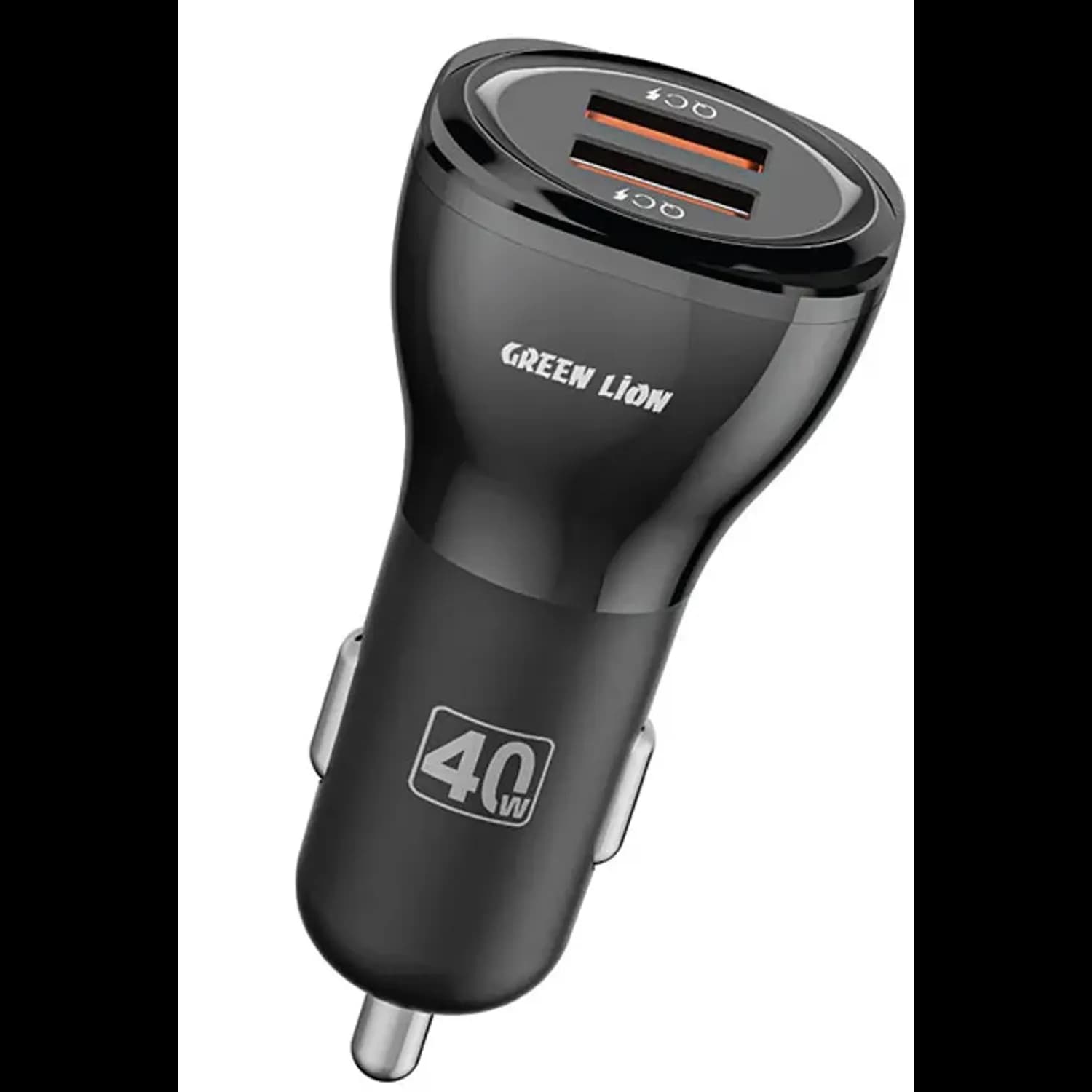 Green Lion Car Charger - Dual QC3.0 40W, Black with Type-A to Type-C Cable 3