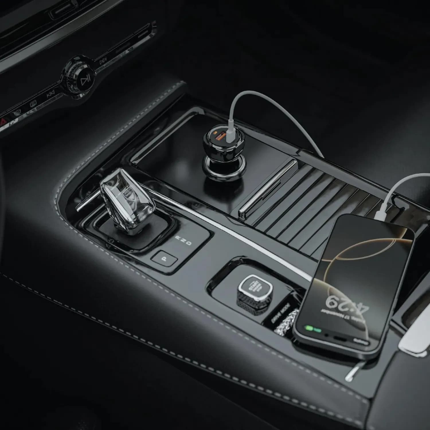 Green Lion Car Charger - Dual Port 50W USB-A & USB-C, Black 4