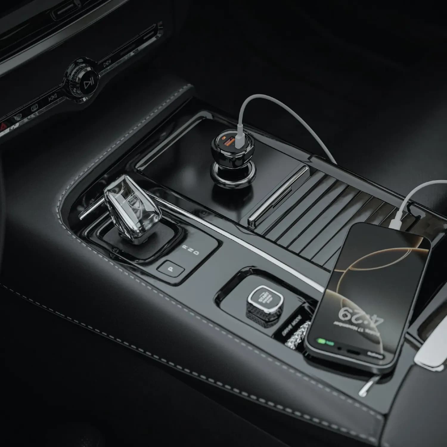 Green Lion Car Charger - Dual Port 50W USB-A & USB-C, Black 2