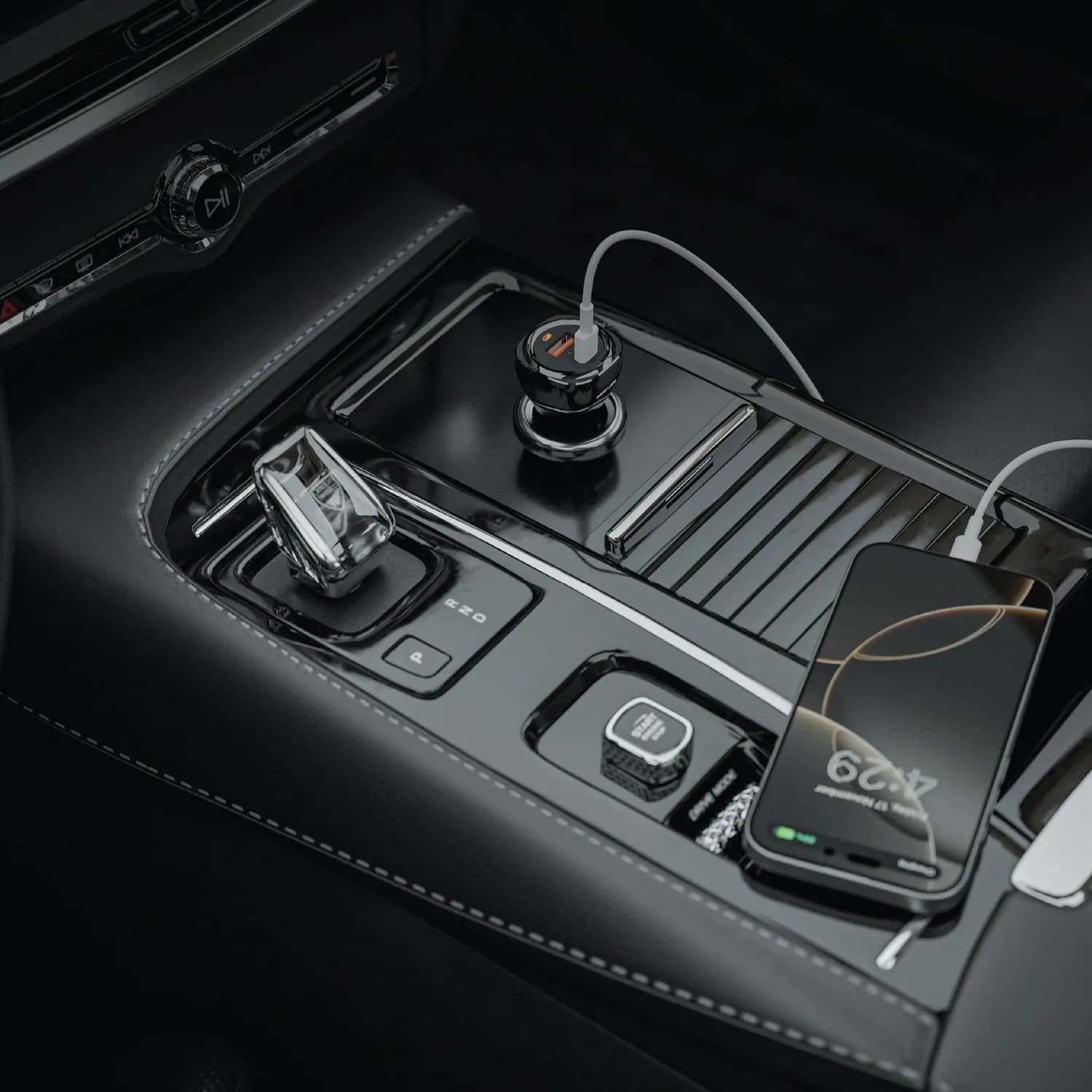 Green Lion Car Charger - Dual Port 50W Fast Charge, Black 2