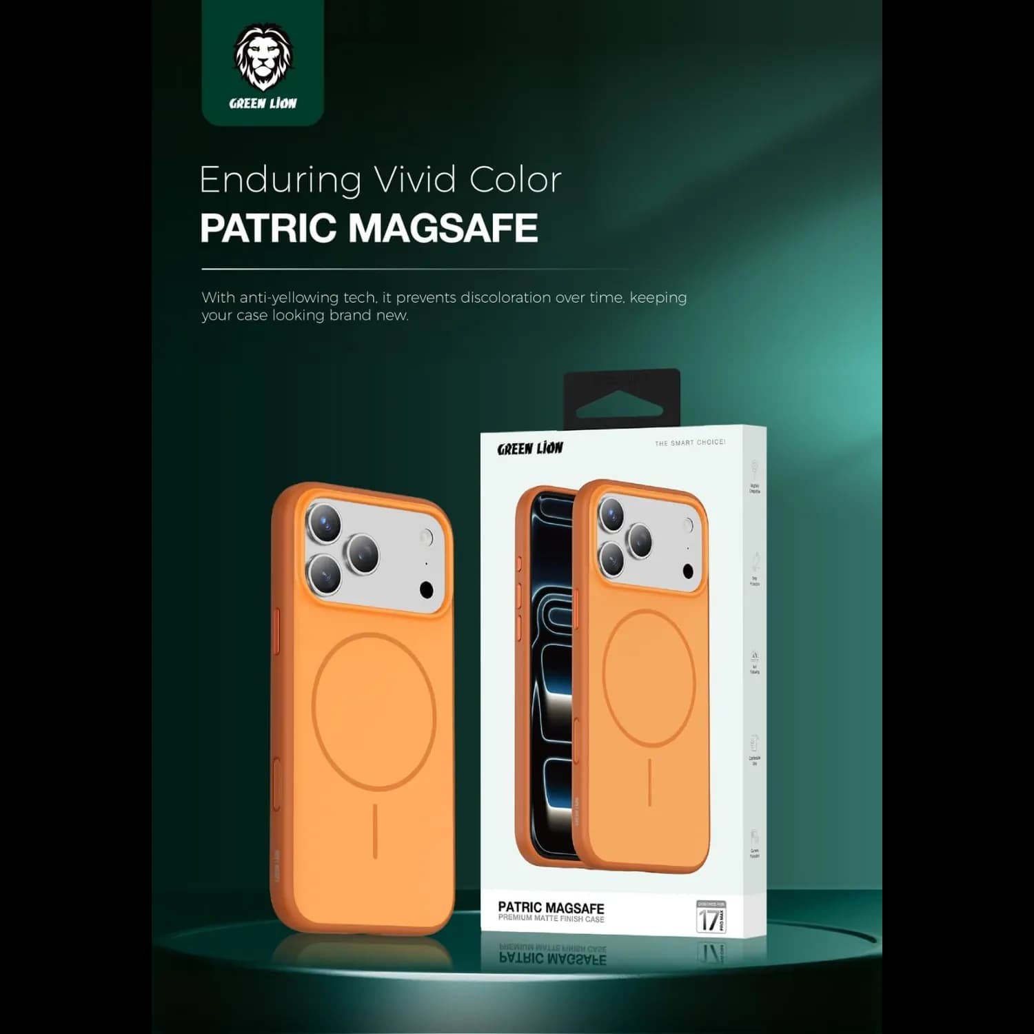 Green Lion iPhone 17 Pro Max Case - Matte Finish, Orange 4