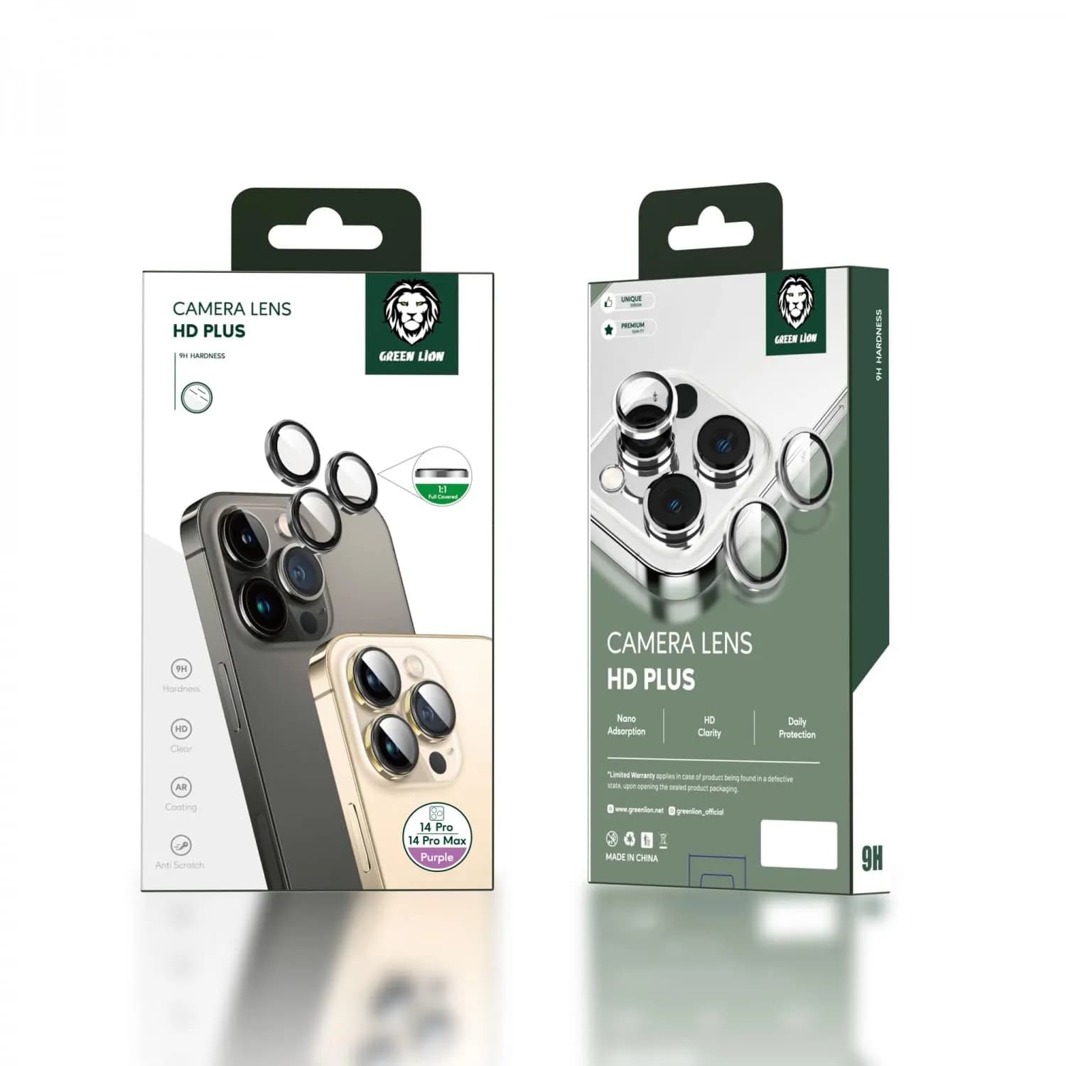 Green Lion Camera Lens Cover for iPhone 14 Pro/14 Pro Max - Tempered Glass, Black 2