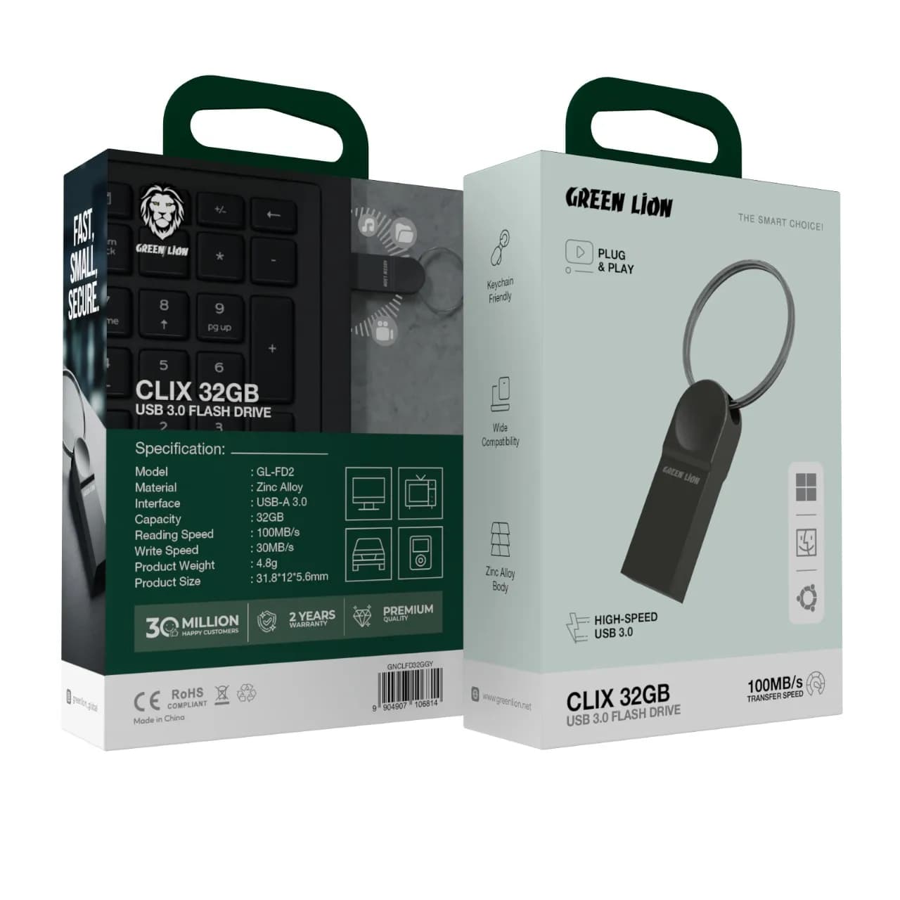 Green Lion USB Flash Drive CLIX GNCLFD32GBGY - 32GB USB 3.0, Gray 3