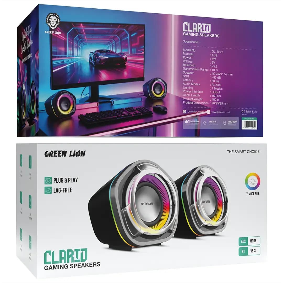 Green Lion Gaming Speakers - Bluetooth 5.3, RGB Lighting, Black 2