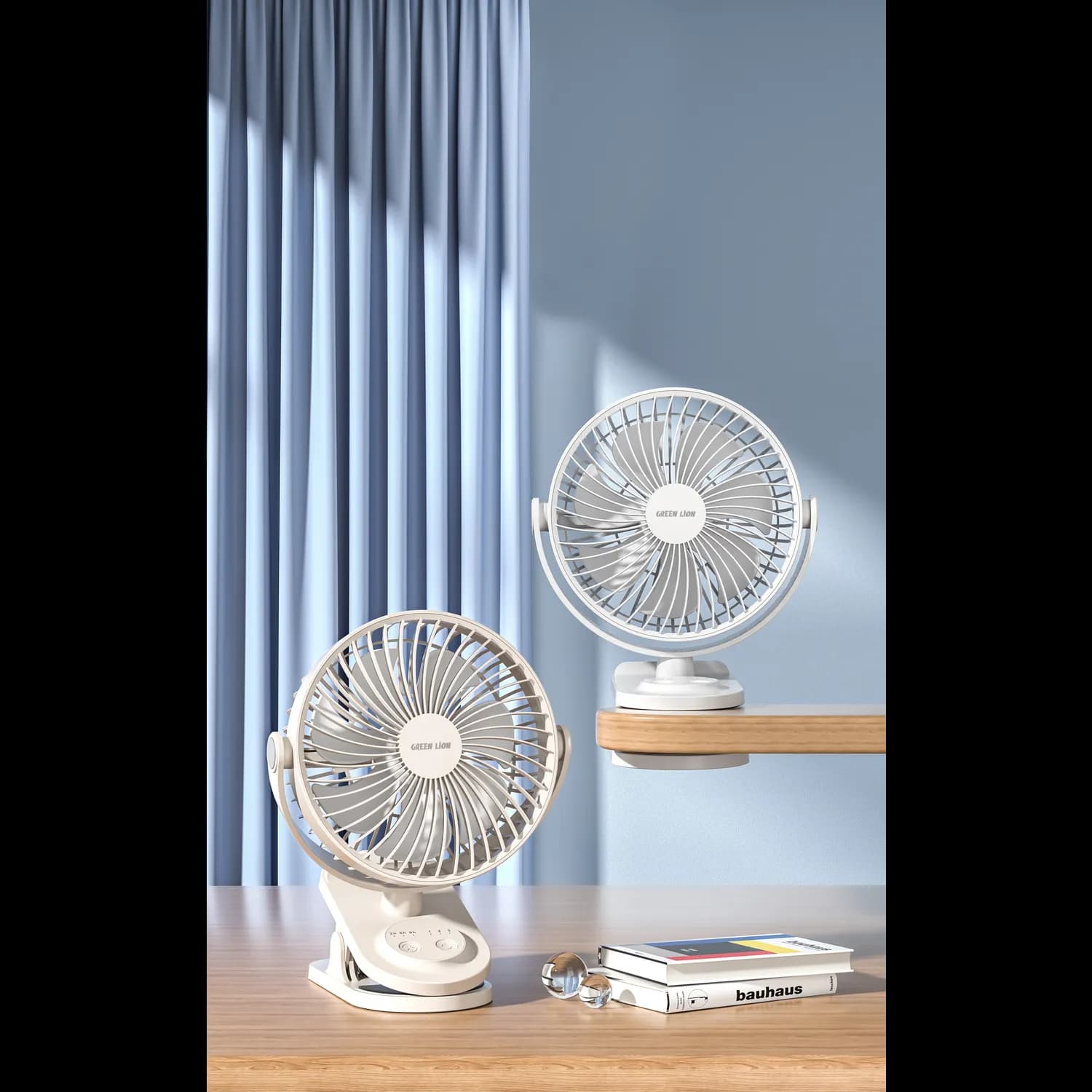 Green Lion Clip-On Portable Fan - USB-C, White 4