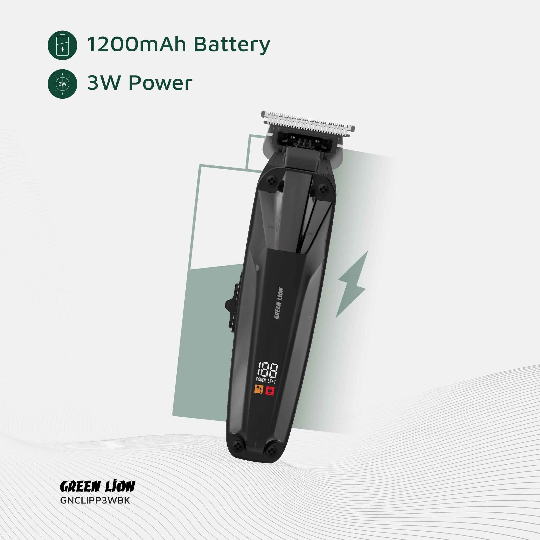 Green Lion Hair Clipper GNCLIPP3WBK - Cordless Rechargeable, Black 4
