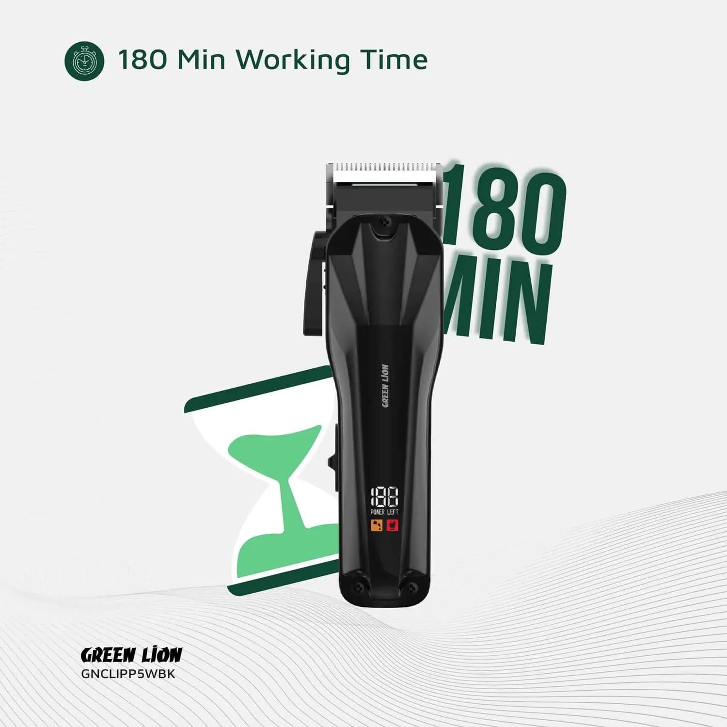 Green Lion Hair Clipper - Cordless, Rechargeable, Black 5