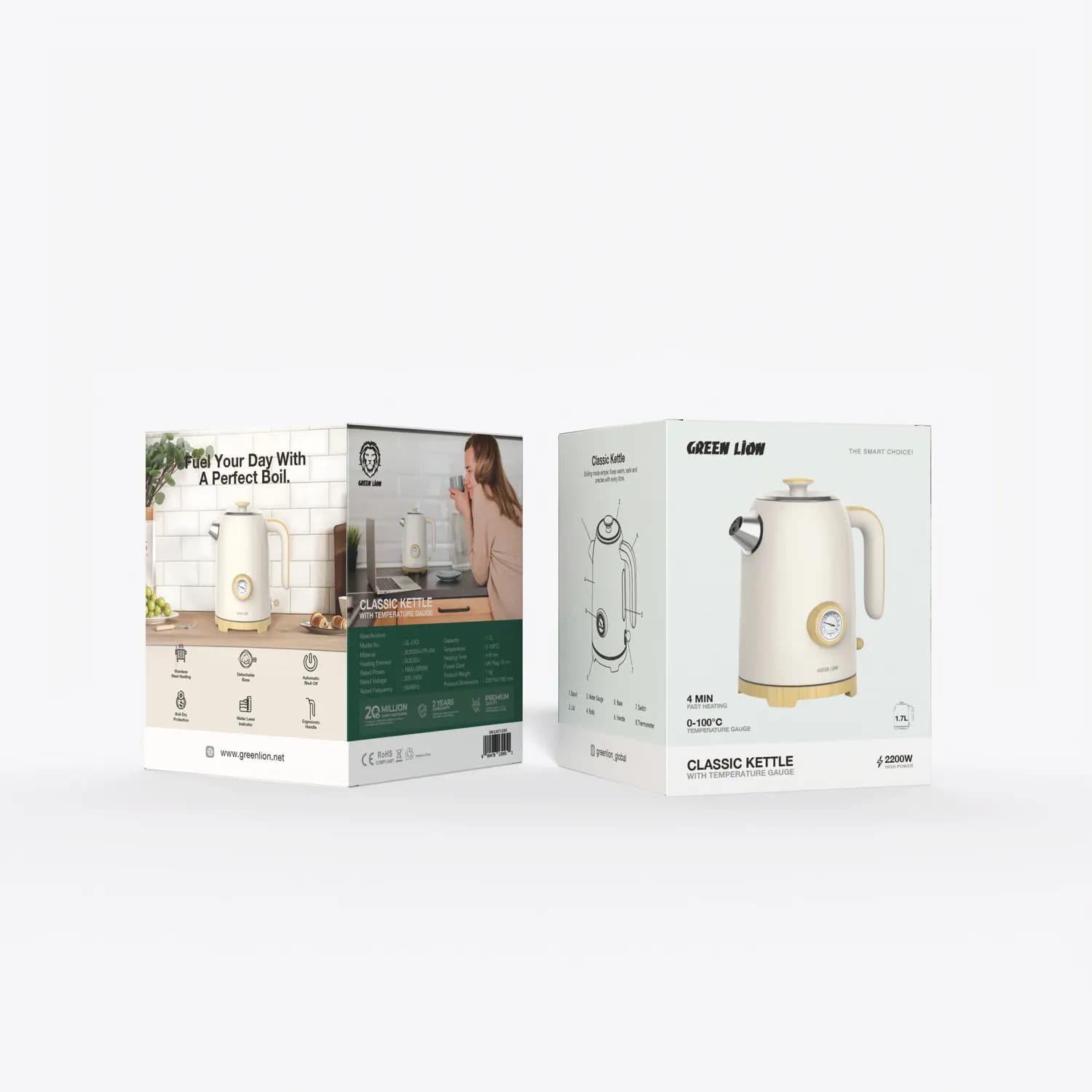 Green Lion Kettle GL-EK3 - 1.7L 2200W, Beige 5